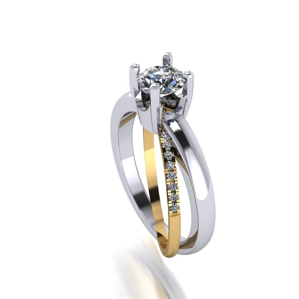 Wedding diamond ring 3D print model_2