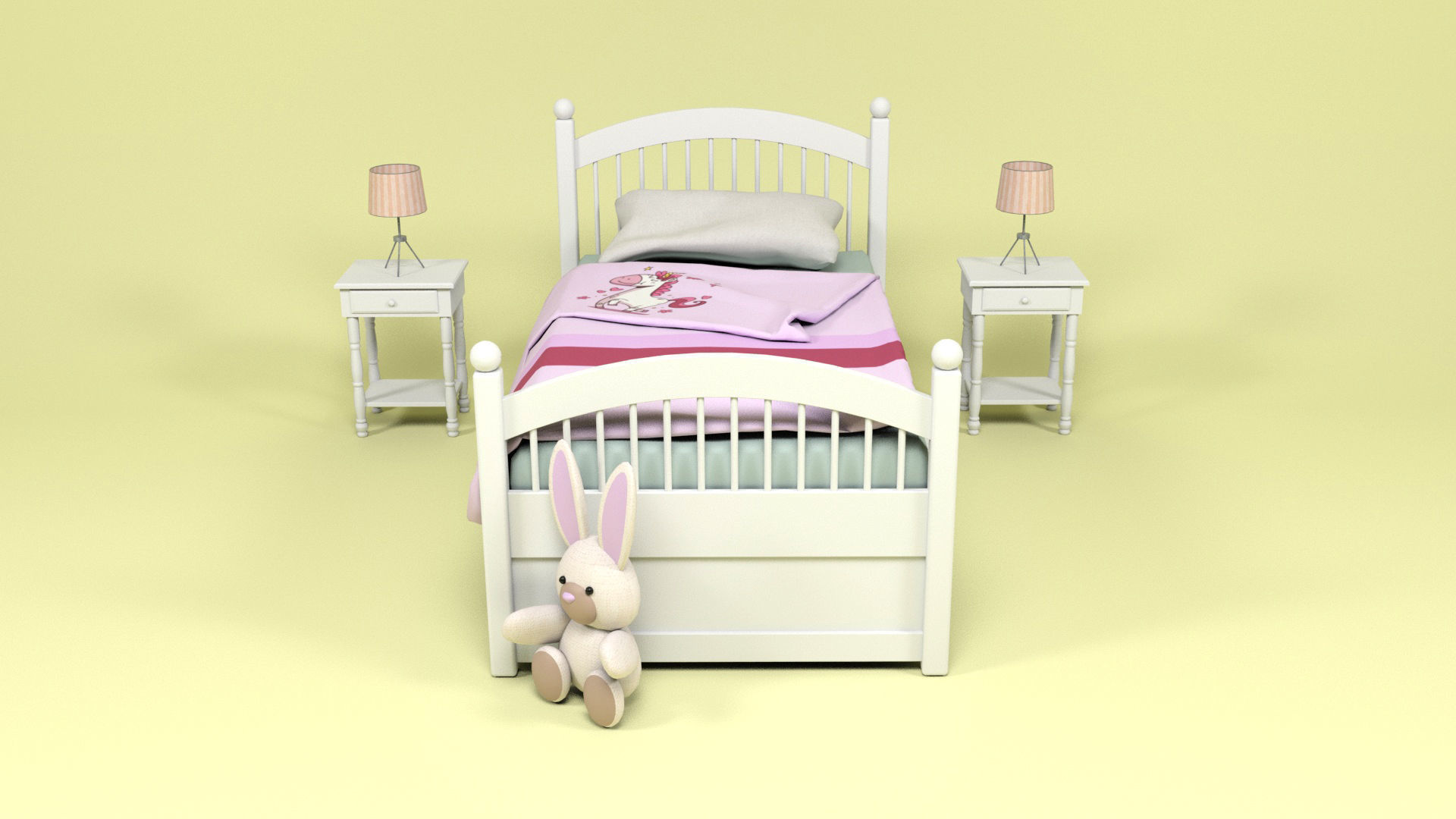 Bedroom Furniture 2 Low-poly 3D model_2