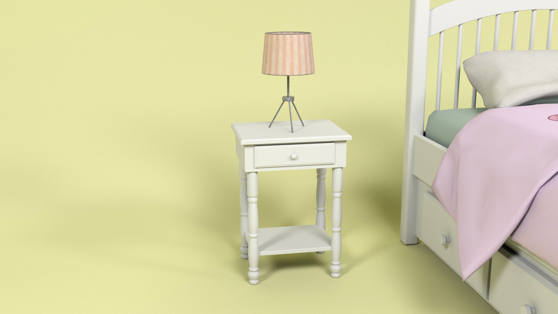 Bedroom Furniture 2 Low-poly 3D model_8