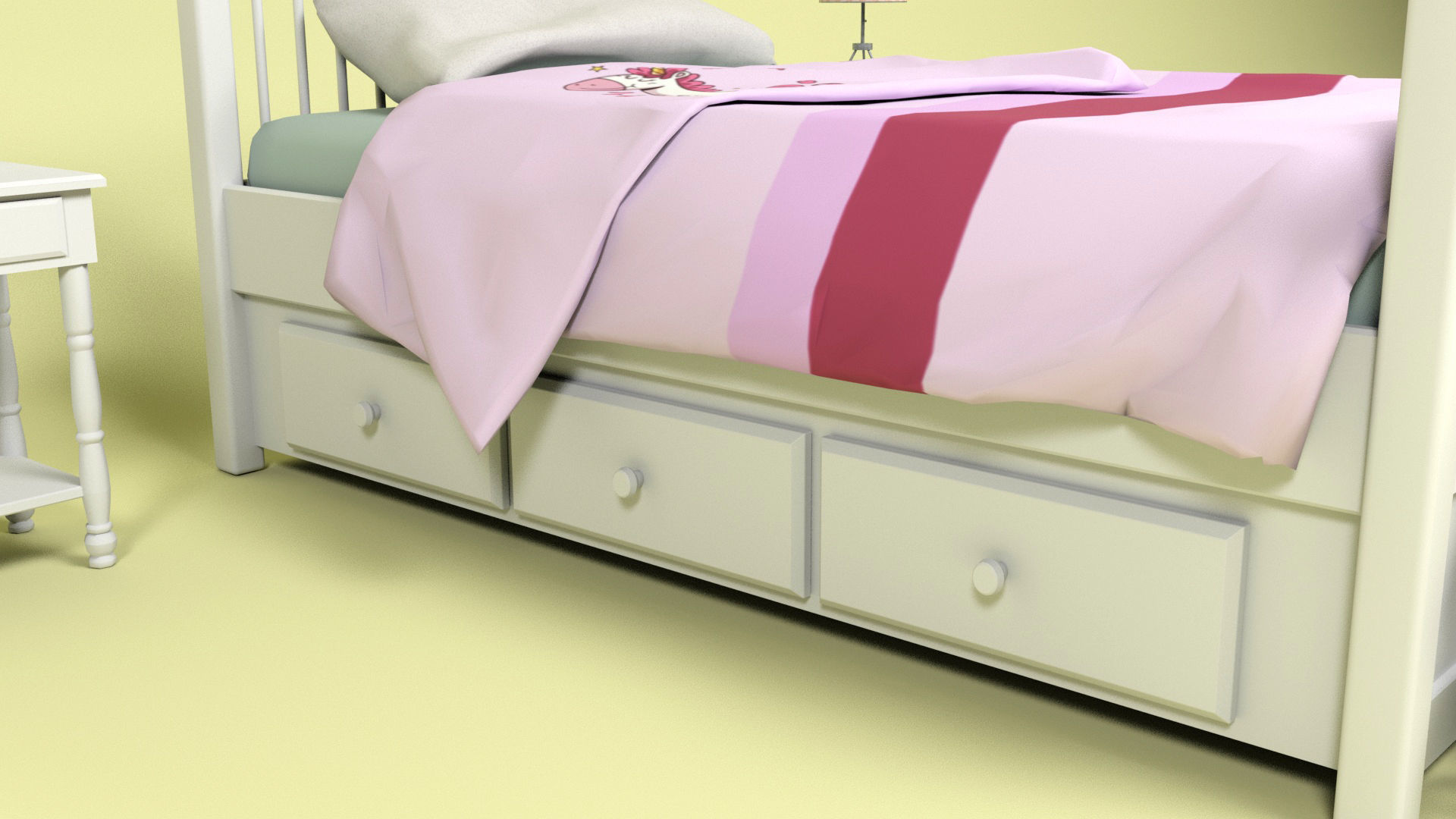 Bedroom Furniture 2 Low-poly 3D model_7