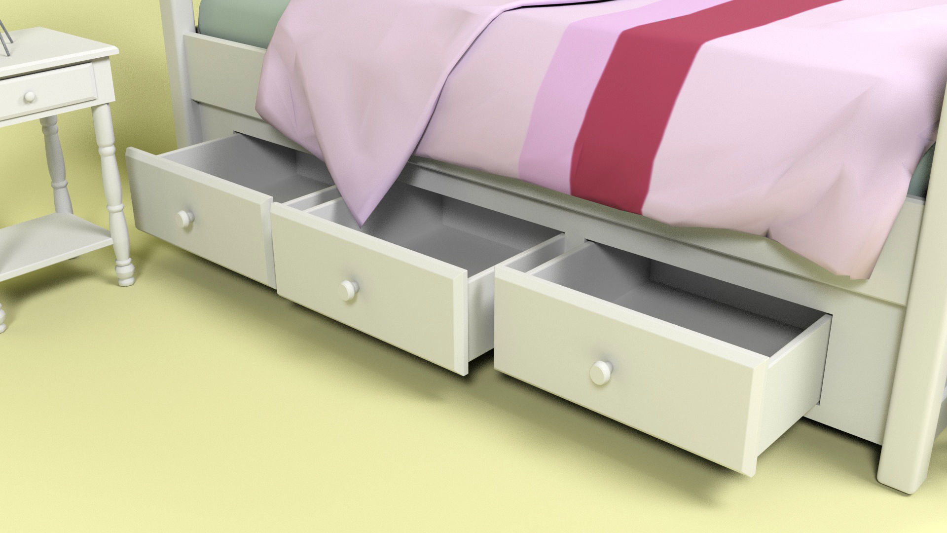 Bedroom Furniture 2 Low-poly 3D model_6