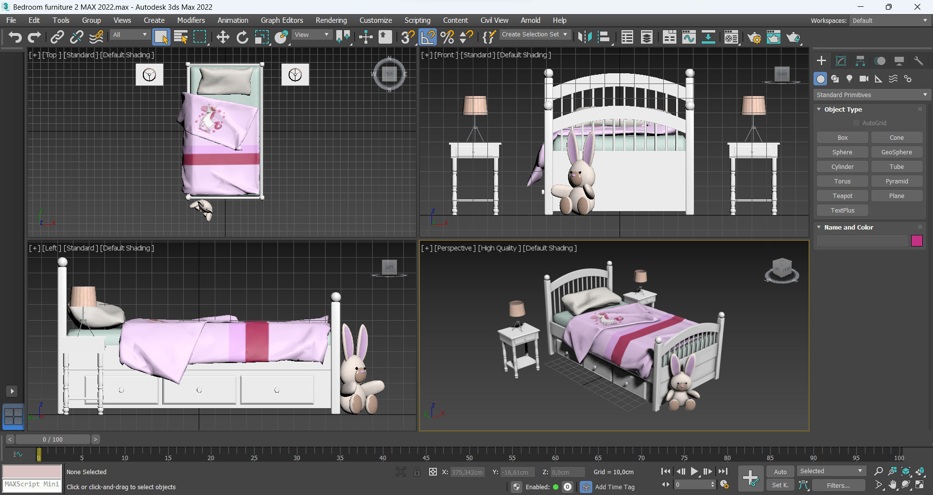 Bedroom Furniture 2 Low-poly 3D model_10
