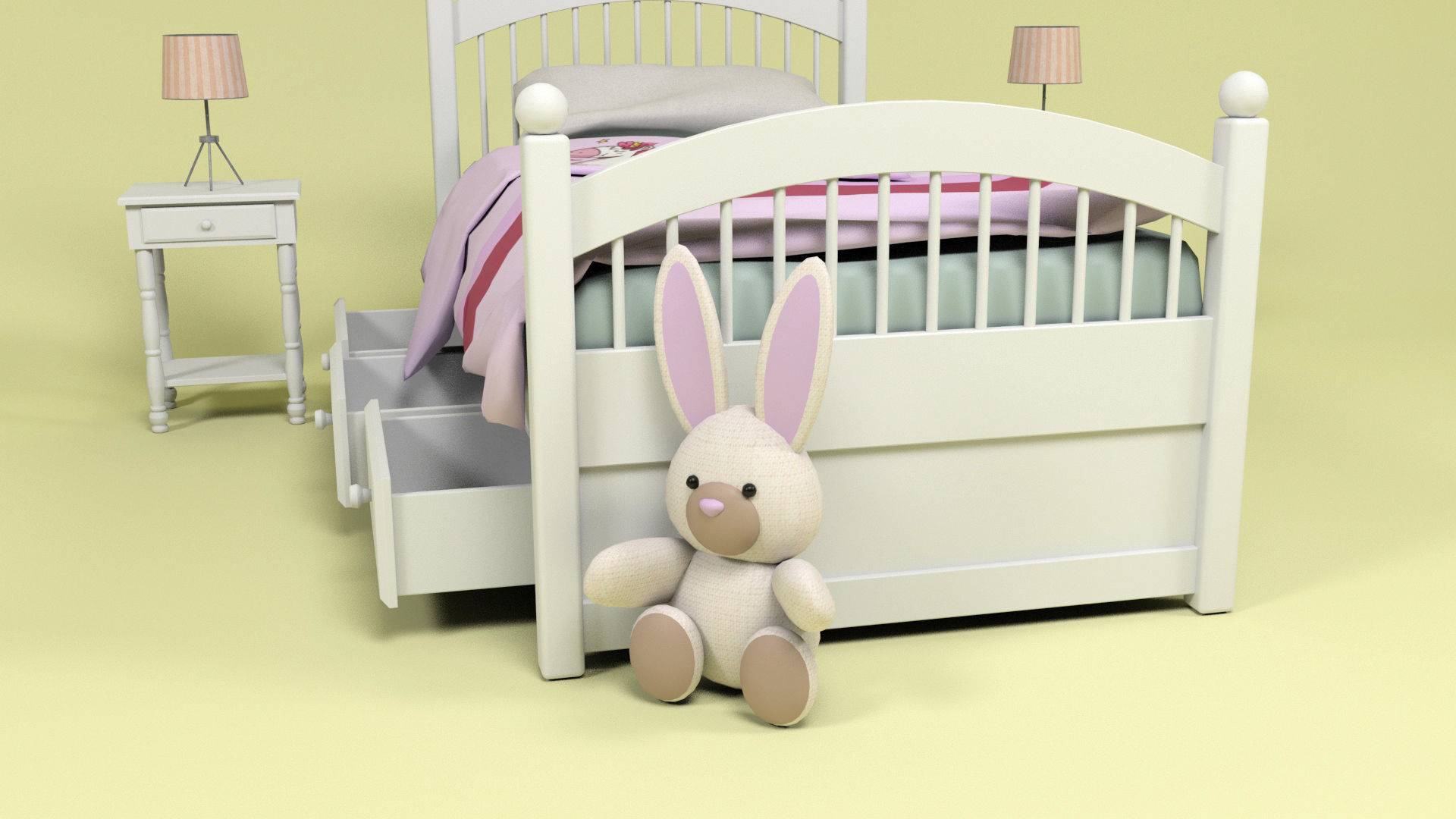 Bedroom Furniture 2 Low-poly 3D model_5