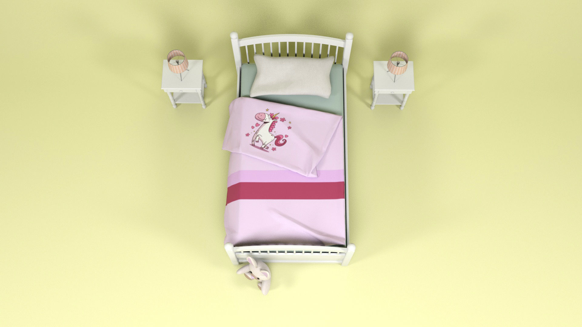 Bedroom Furniture 2 Low-poly 3D model_3