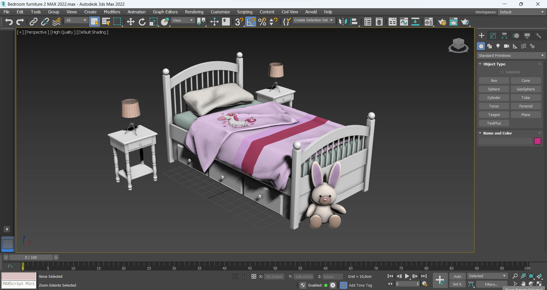Bedroom Furniture 2 Low-poly 3D model_11