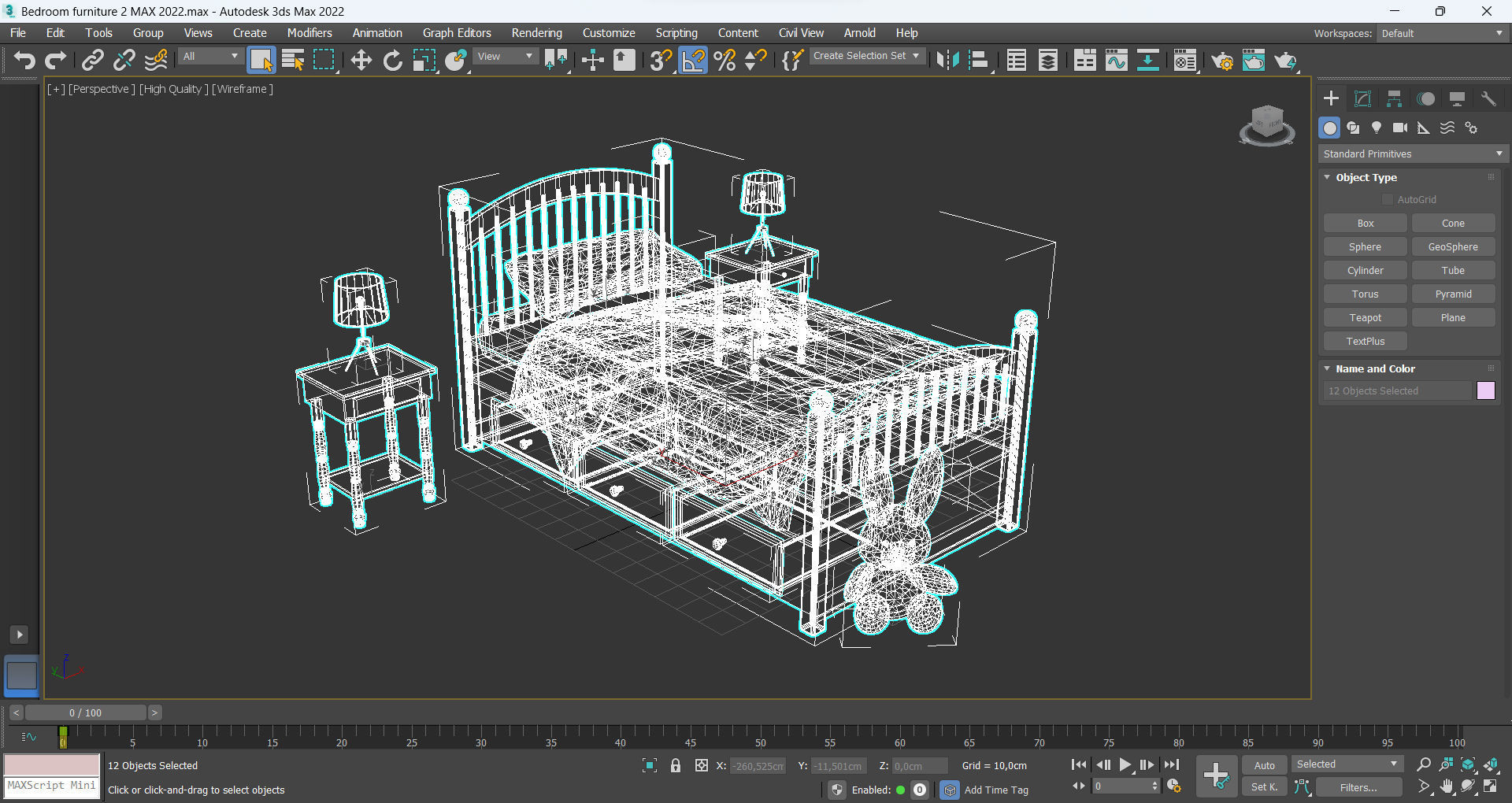 Bedroom Furniture 2 Low-poly 3D model_12