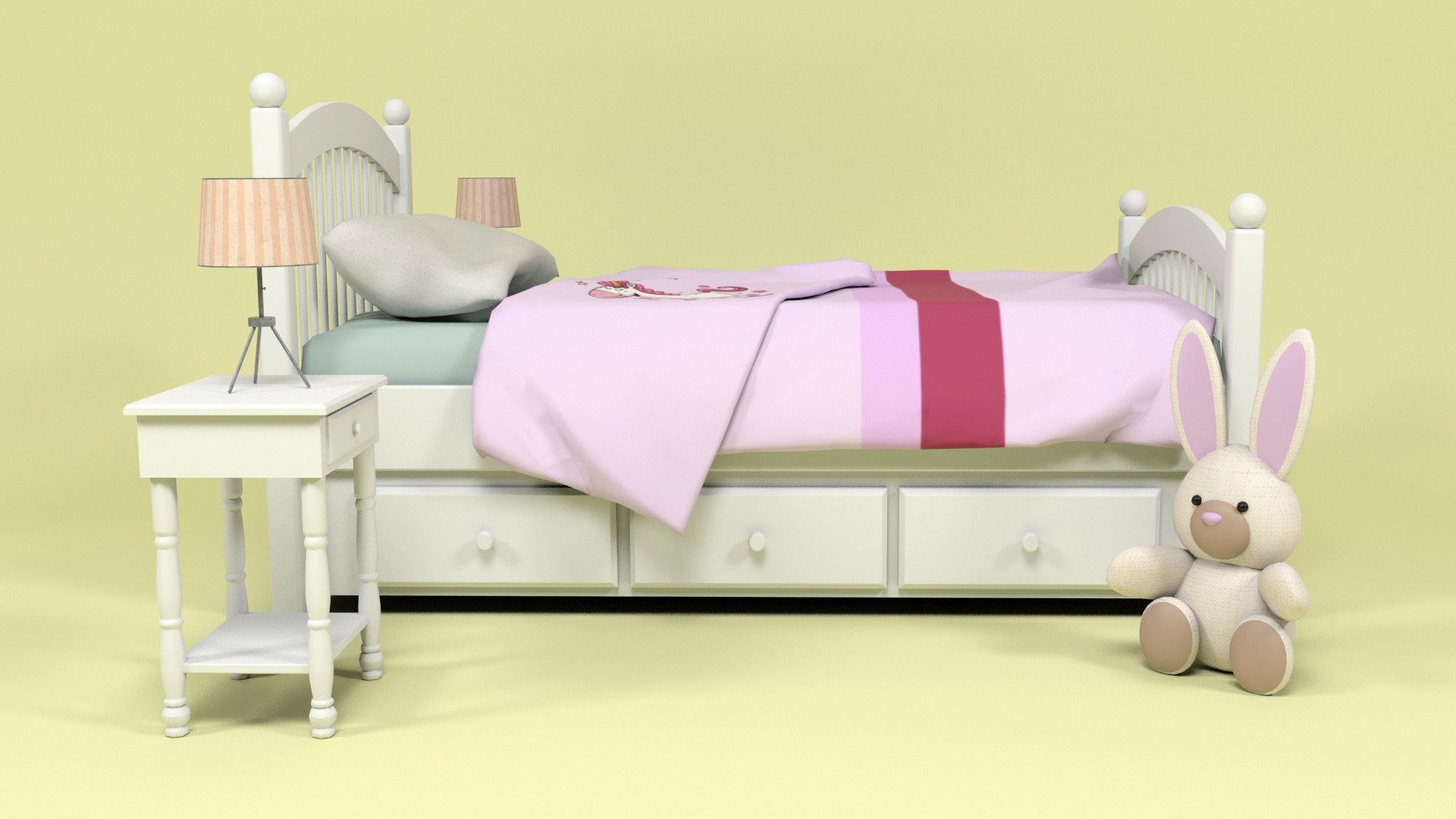 Bedroom Furniture 2 Low-poly 3D model_4