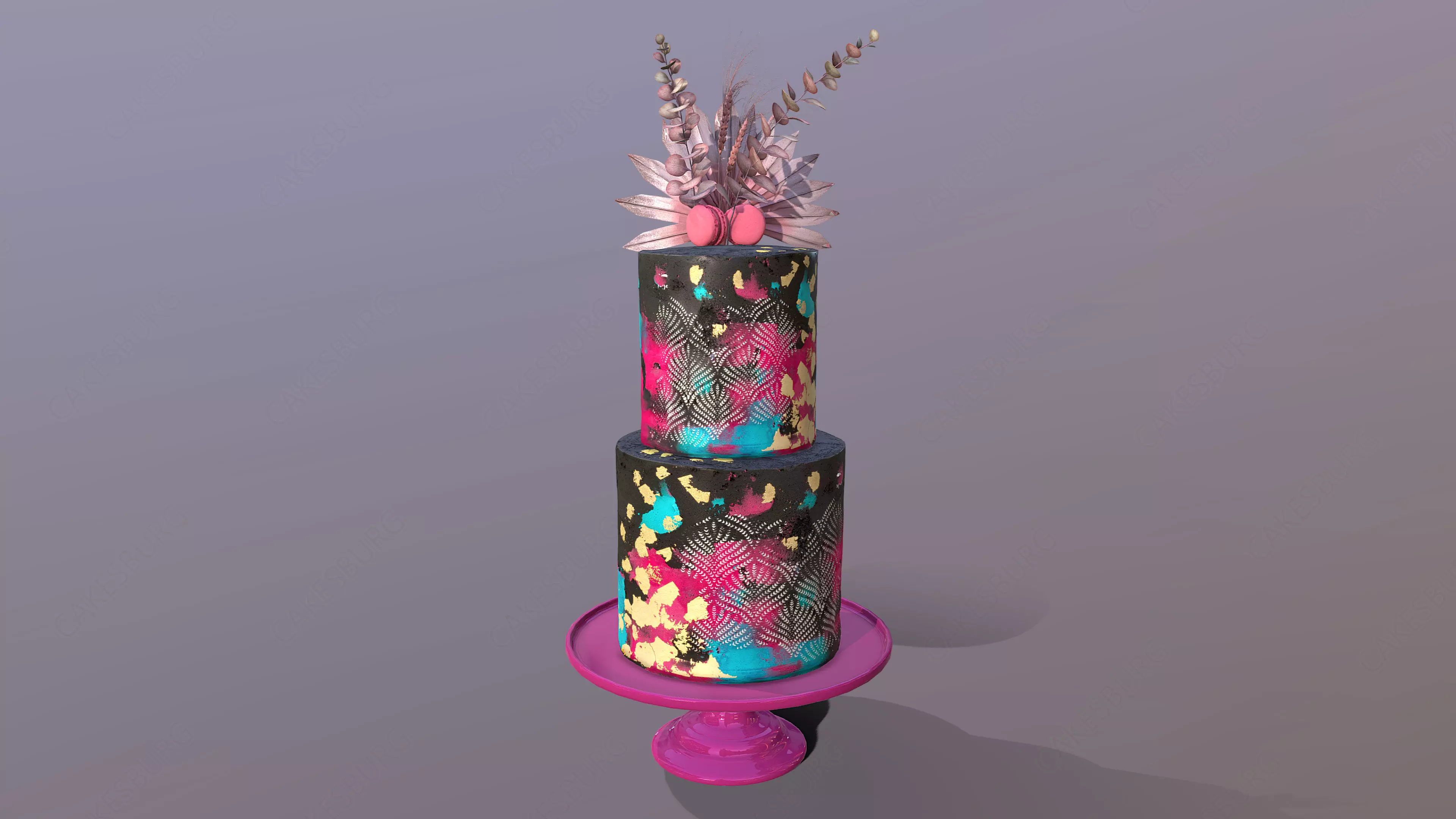 Elegant Galaxy Wedding Cake Low-poly 3D model_0