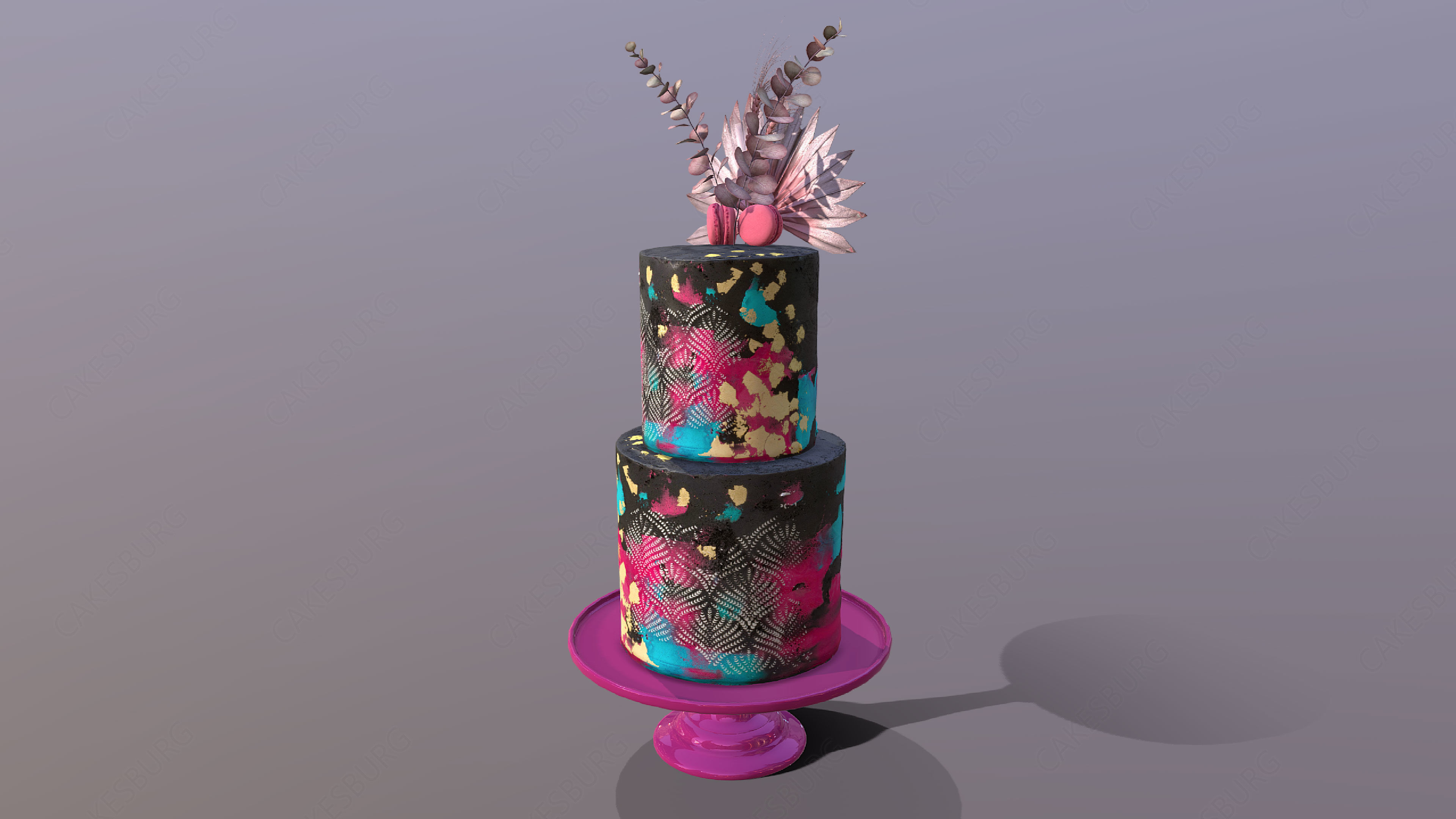 Elegant Galaxy Wedding Cake Low-poly 3D model_2