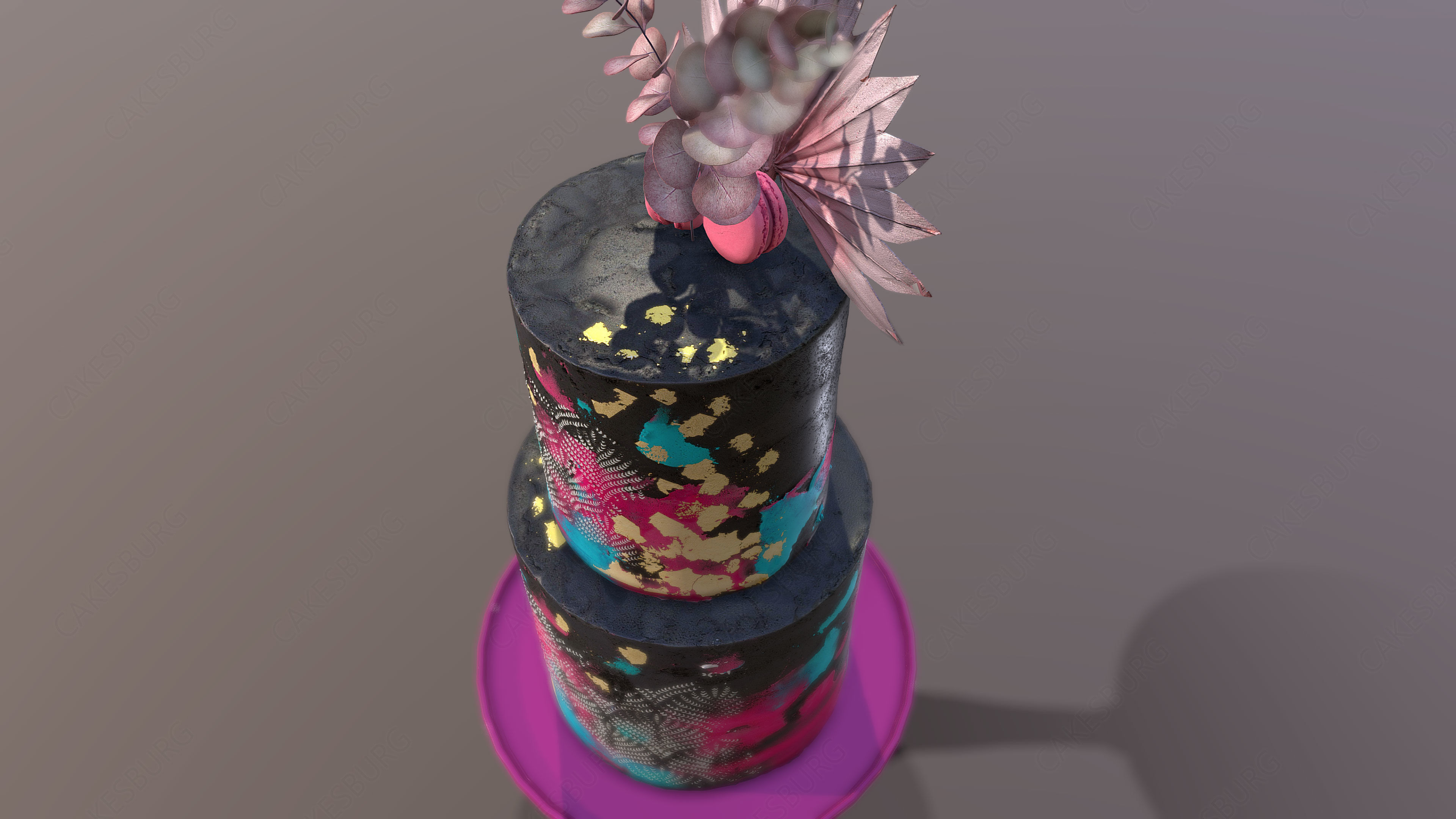 Elegant Galaxy Wedding Cake Low-poly 3D model_10