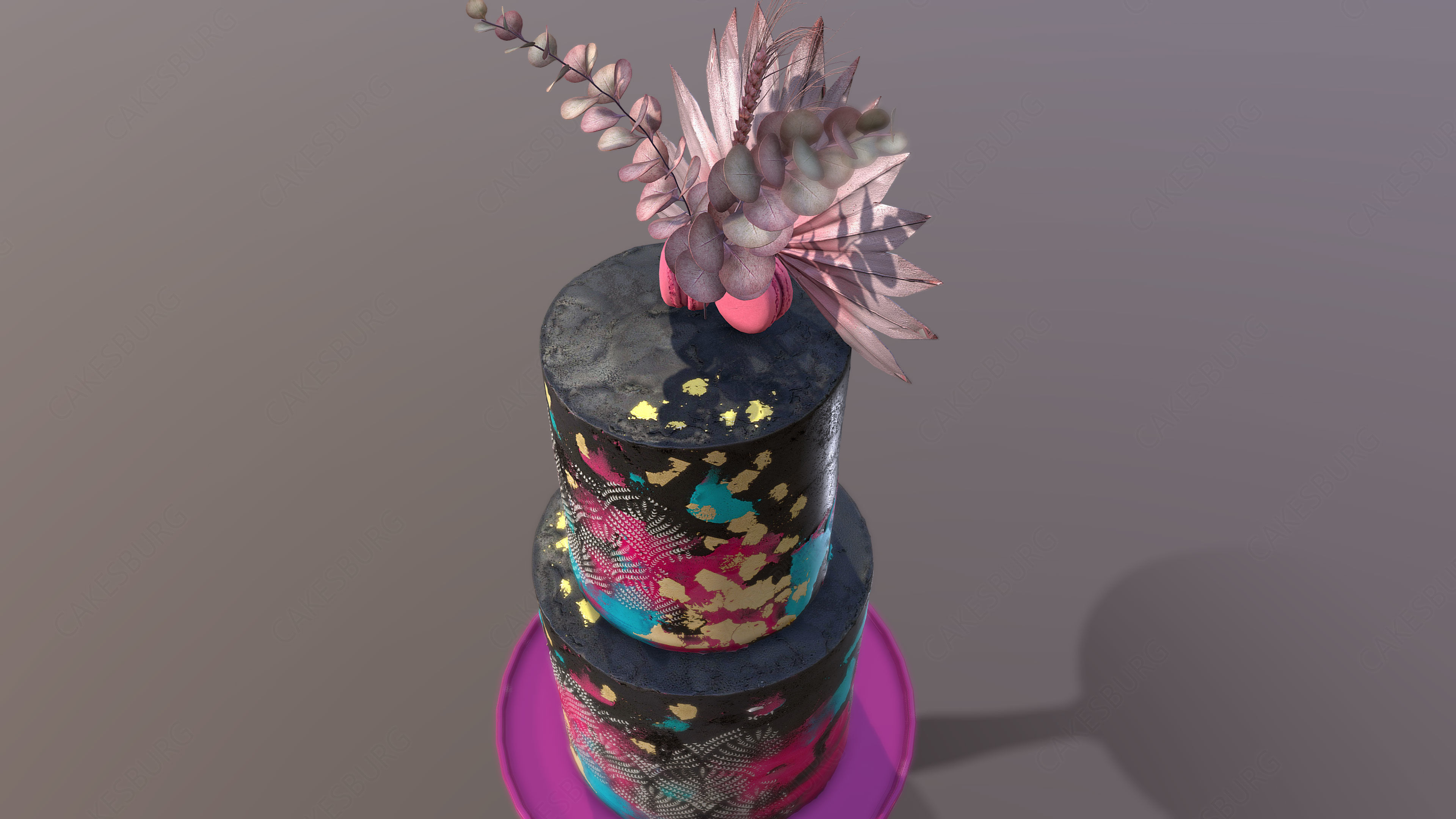 Elegant Galaxy Wedding Cake Low-poly 3D model_3