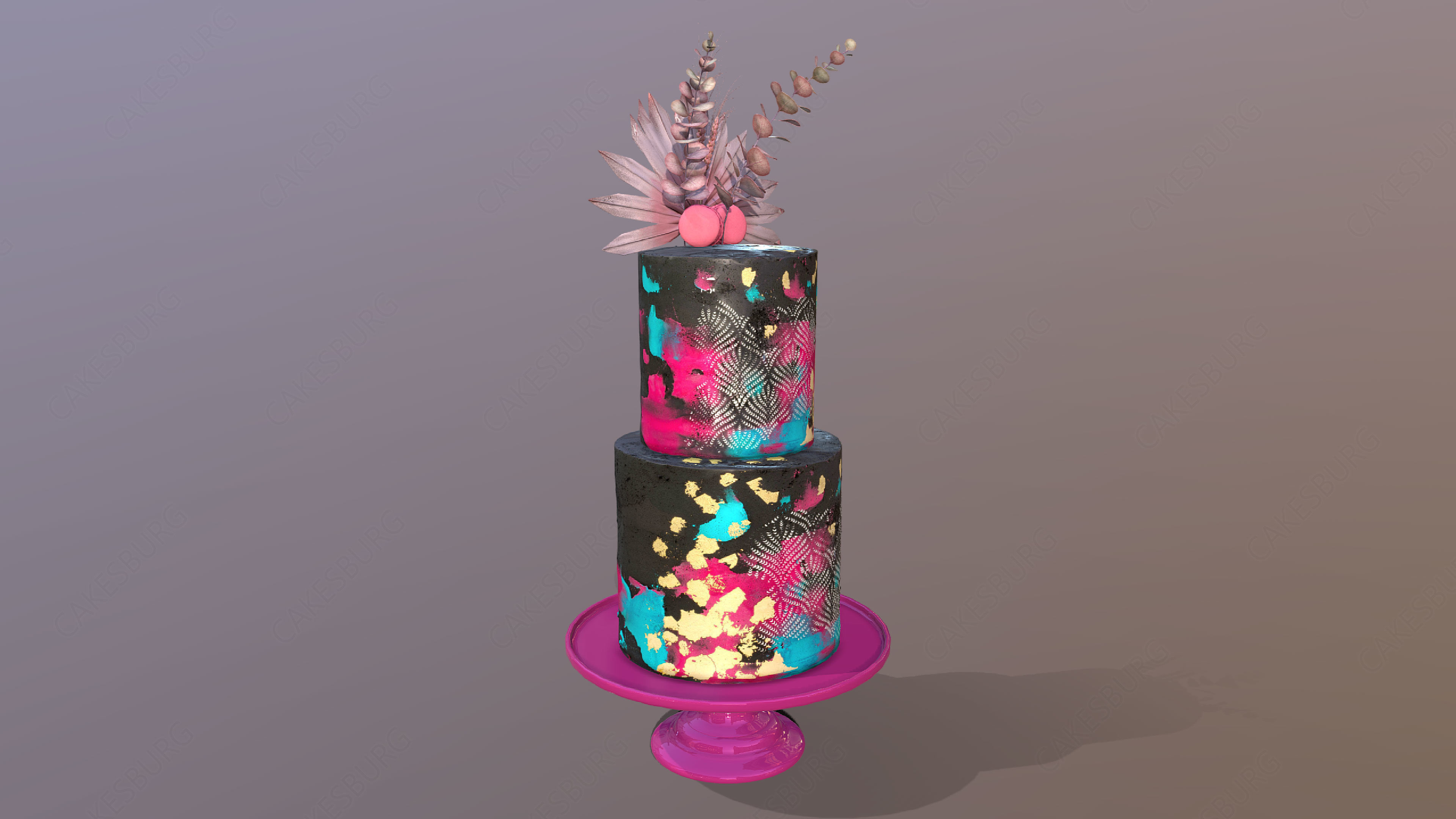 Elegant Galaxy Wedding Cake Low-poly 3D model_1