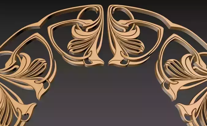 Art Nouveau circle frame 3D print model