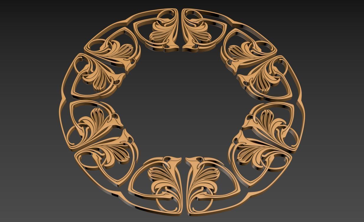 3D model Art Nouveau circle frame VR / AR / lowpoly CGTrader