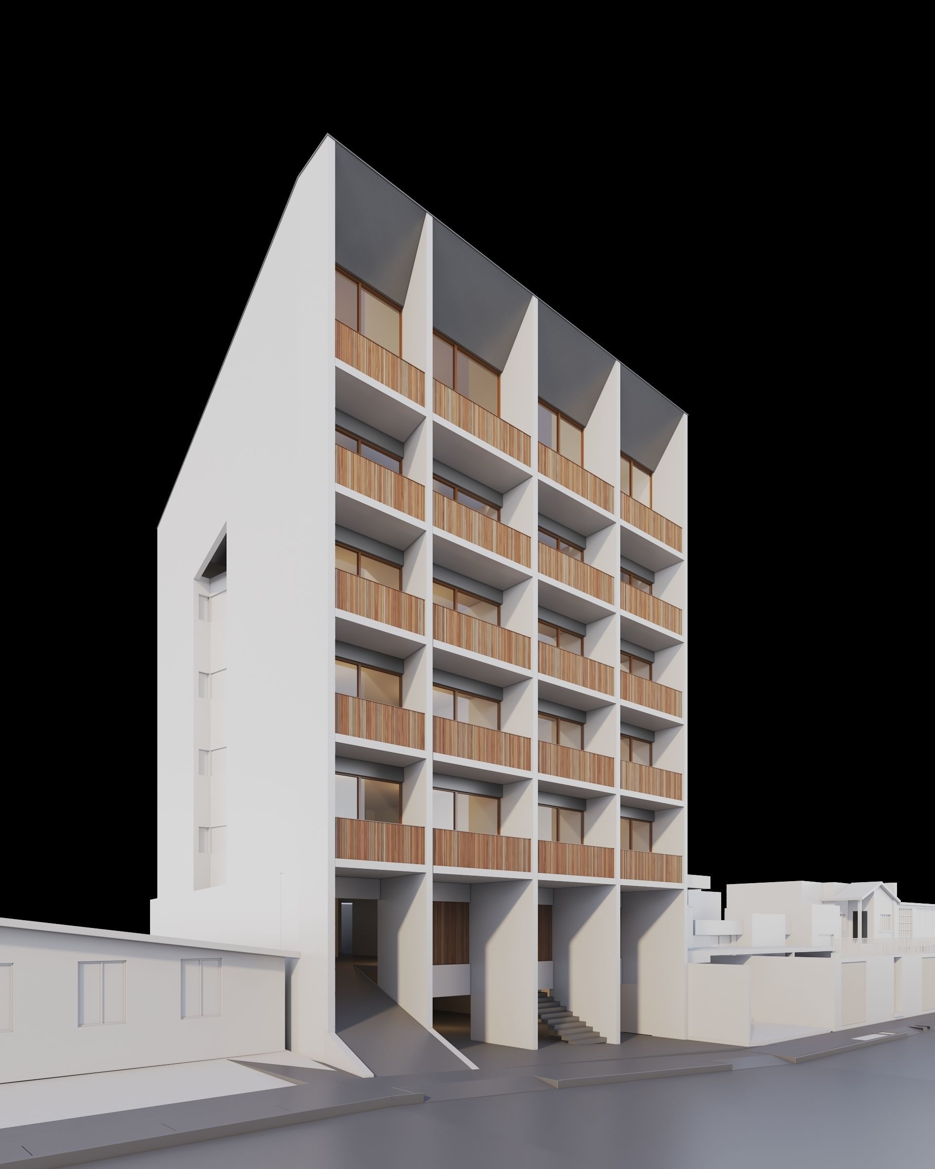 Apartments Building 3D model_2