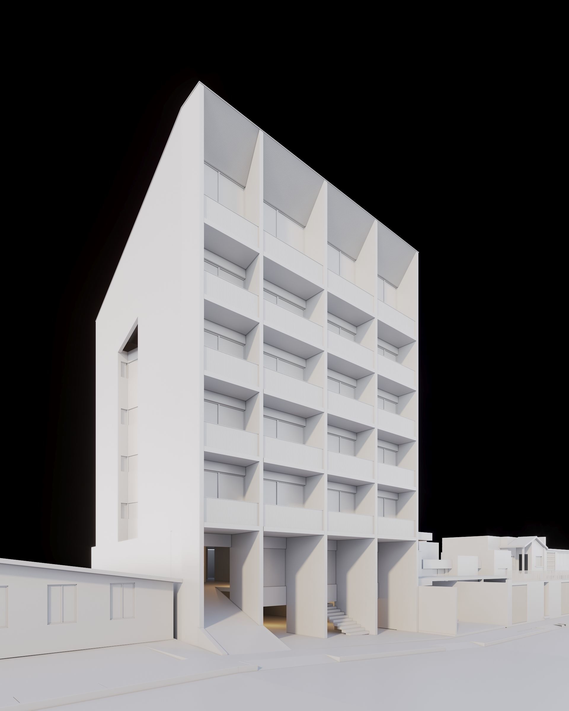 Apartments Building 3D model_4