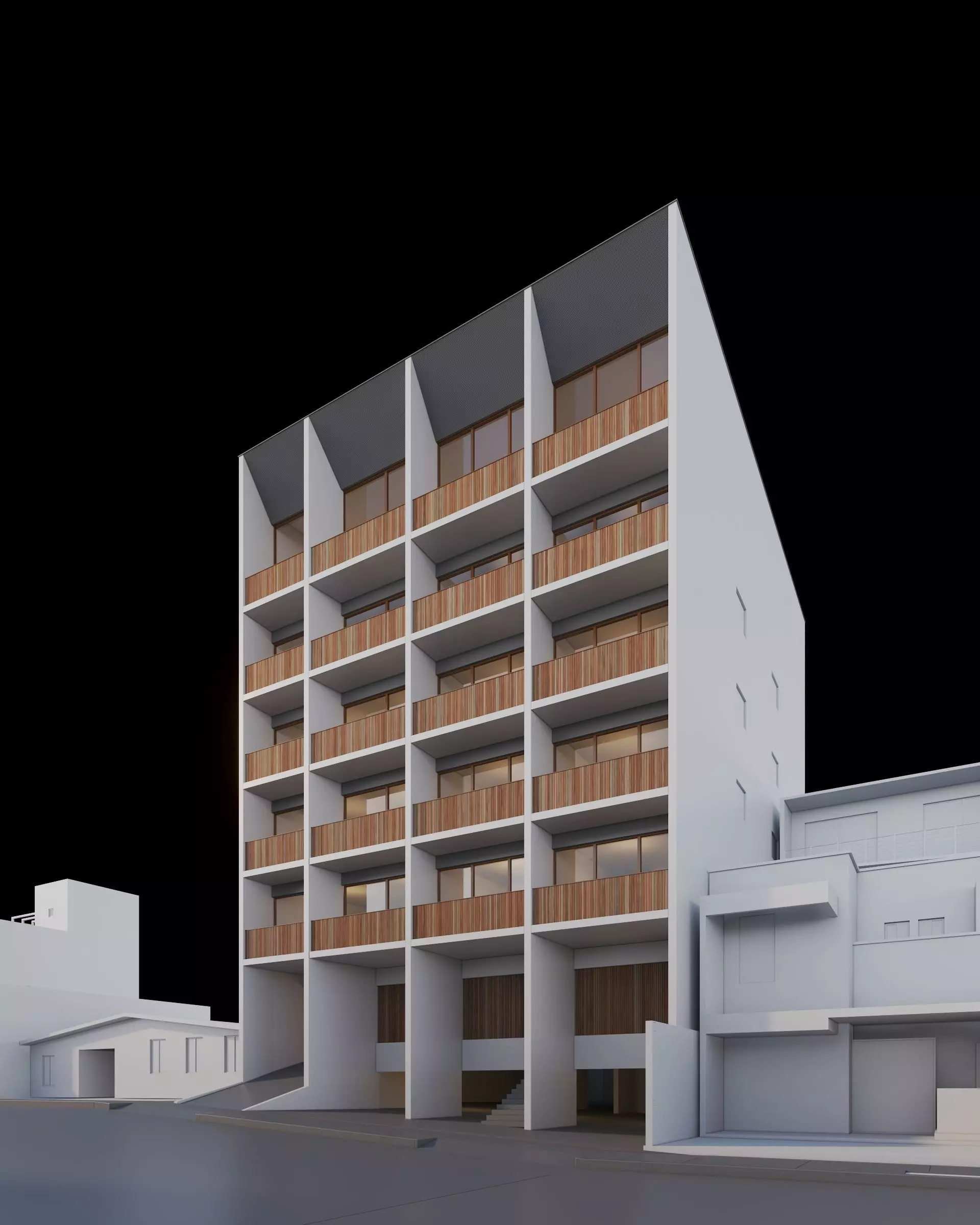 Apartments Building 3D model_0