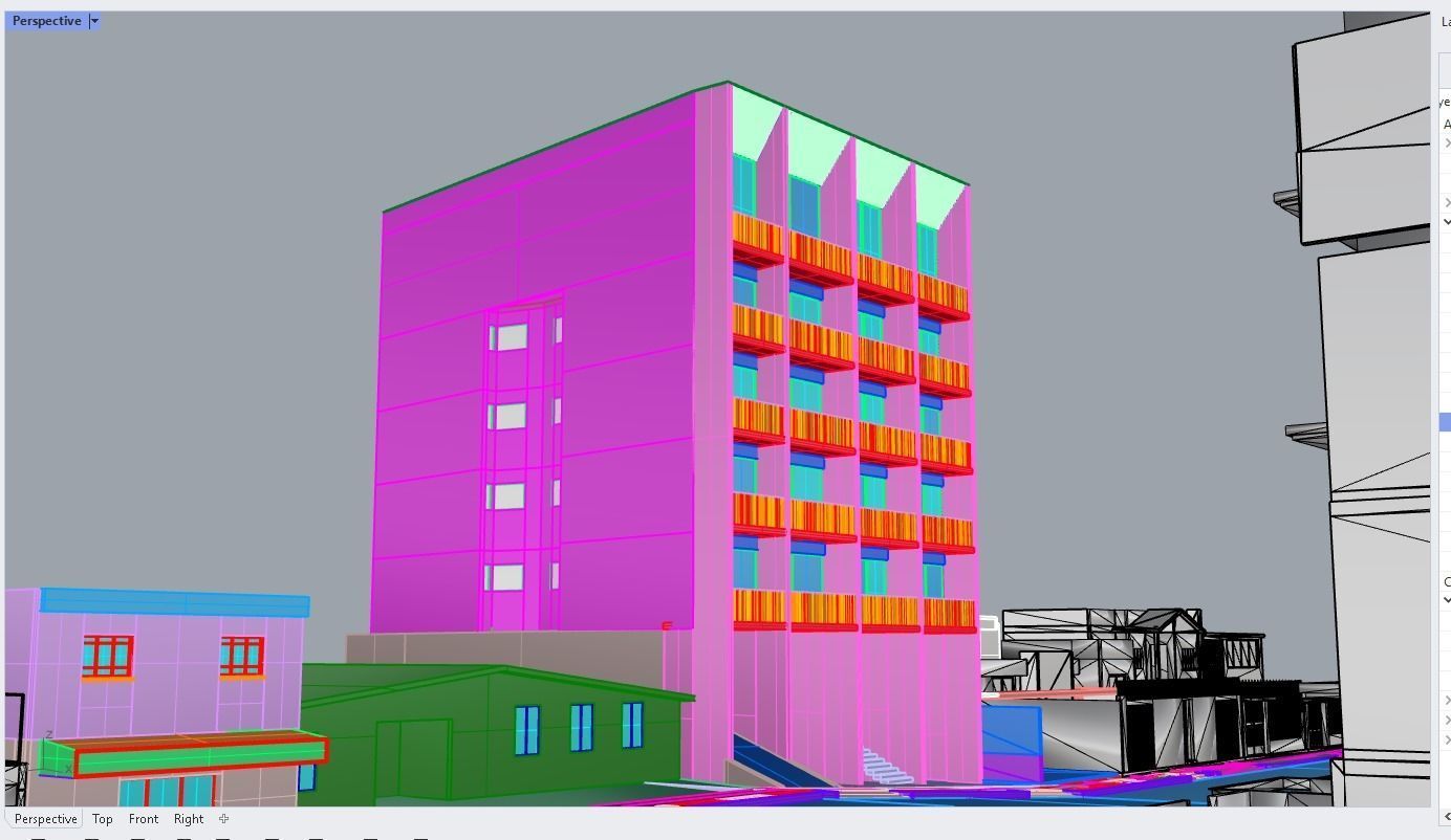 Apartments Building 3D model_8