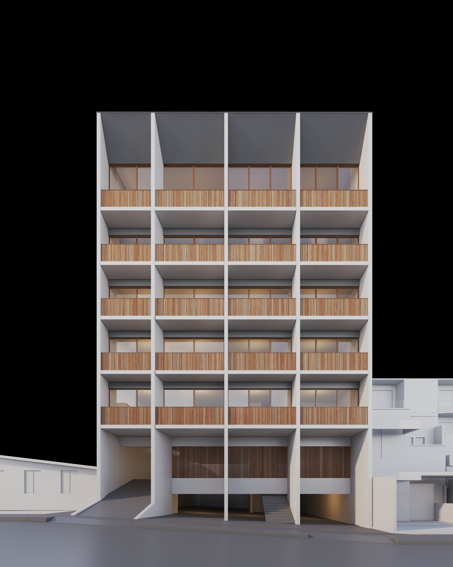 Apartments Building 3D model_1
