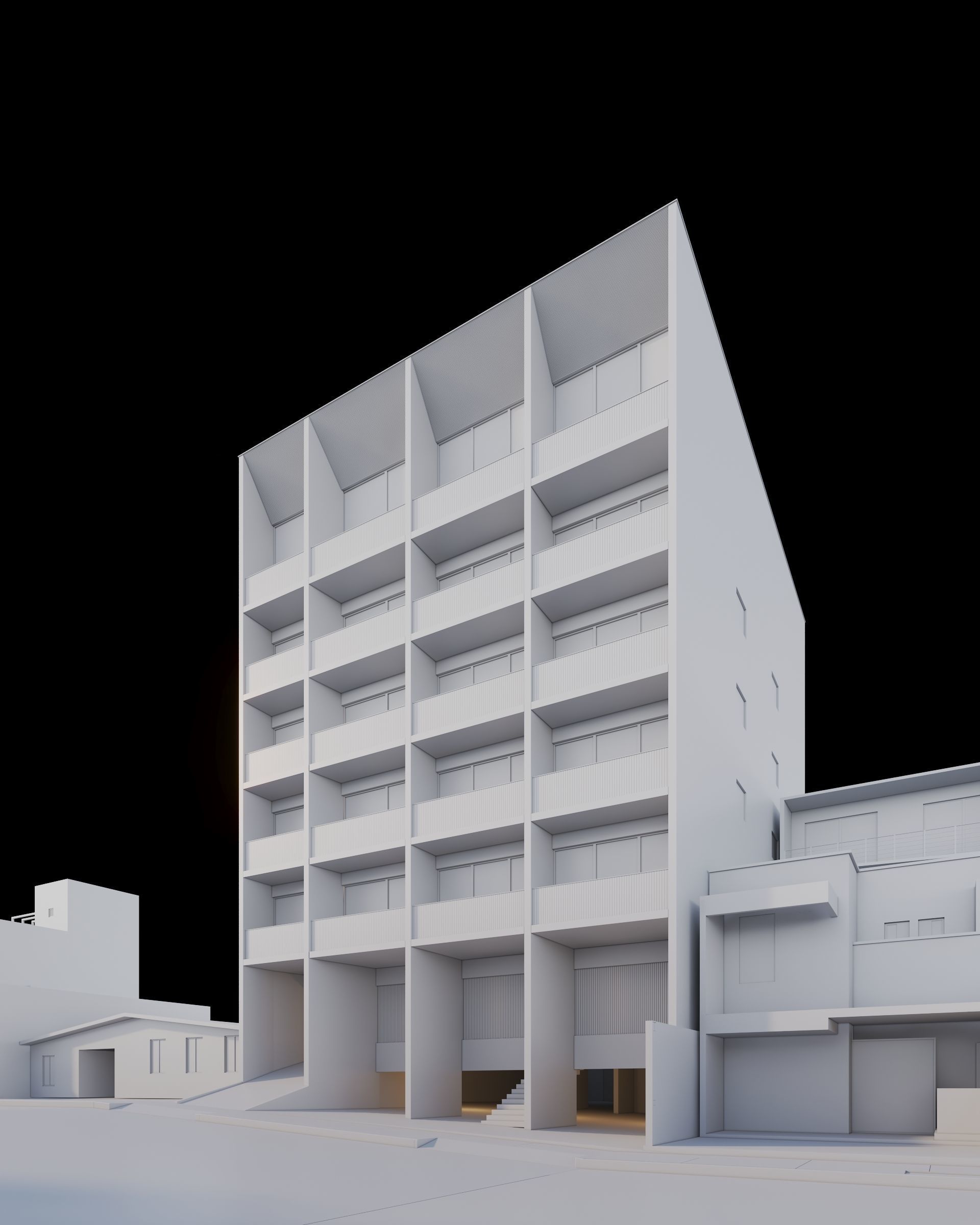 Apartments Building 3D model_5