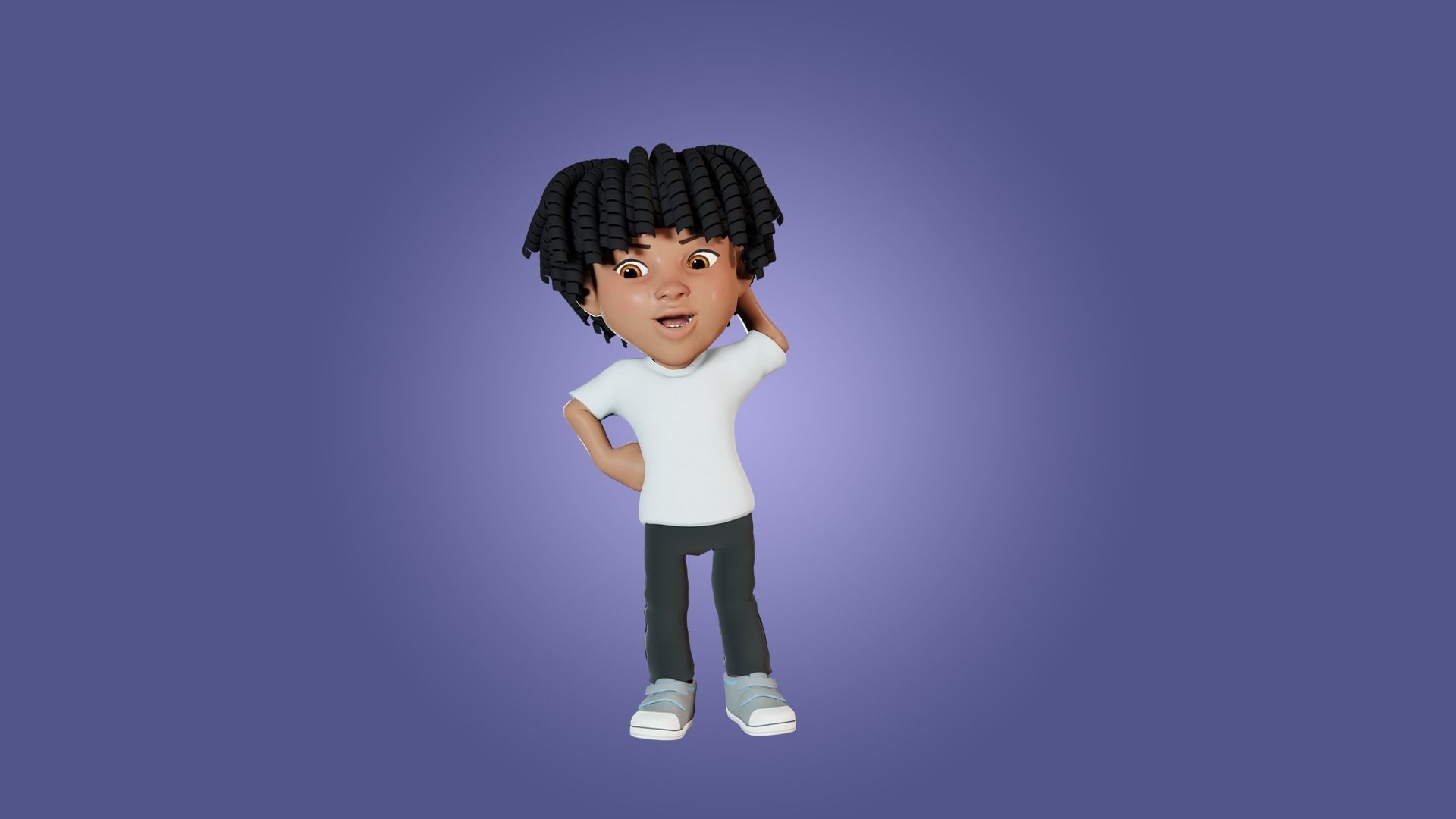 Little Black Boy  Low-poly 3D model_6