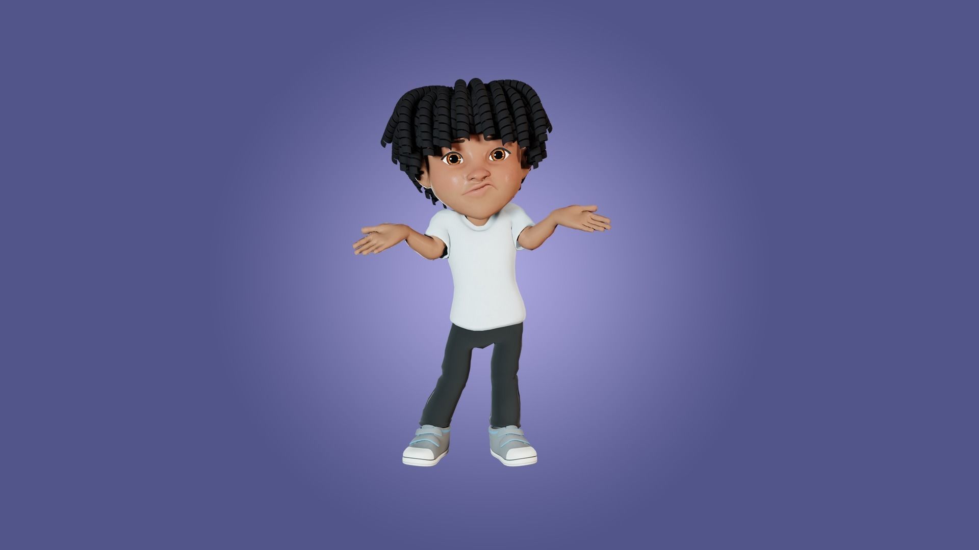 Little Black Boy  Low-poly 3D model_31