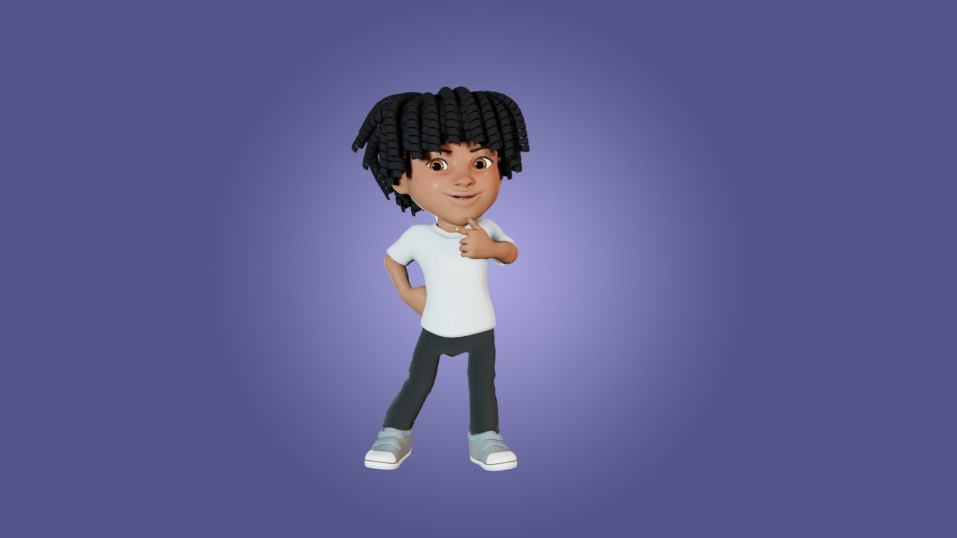 Little Black Boy  Low-poly 3D model_28