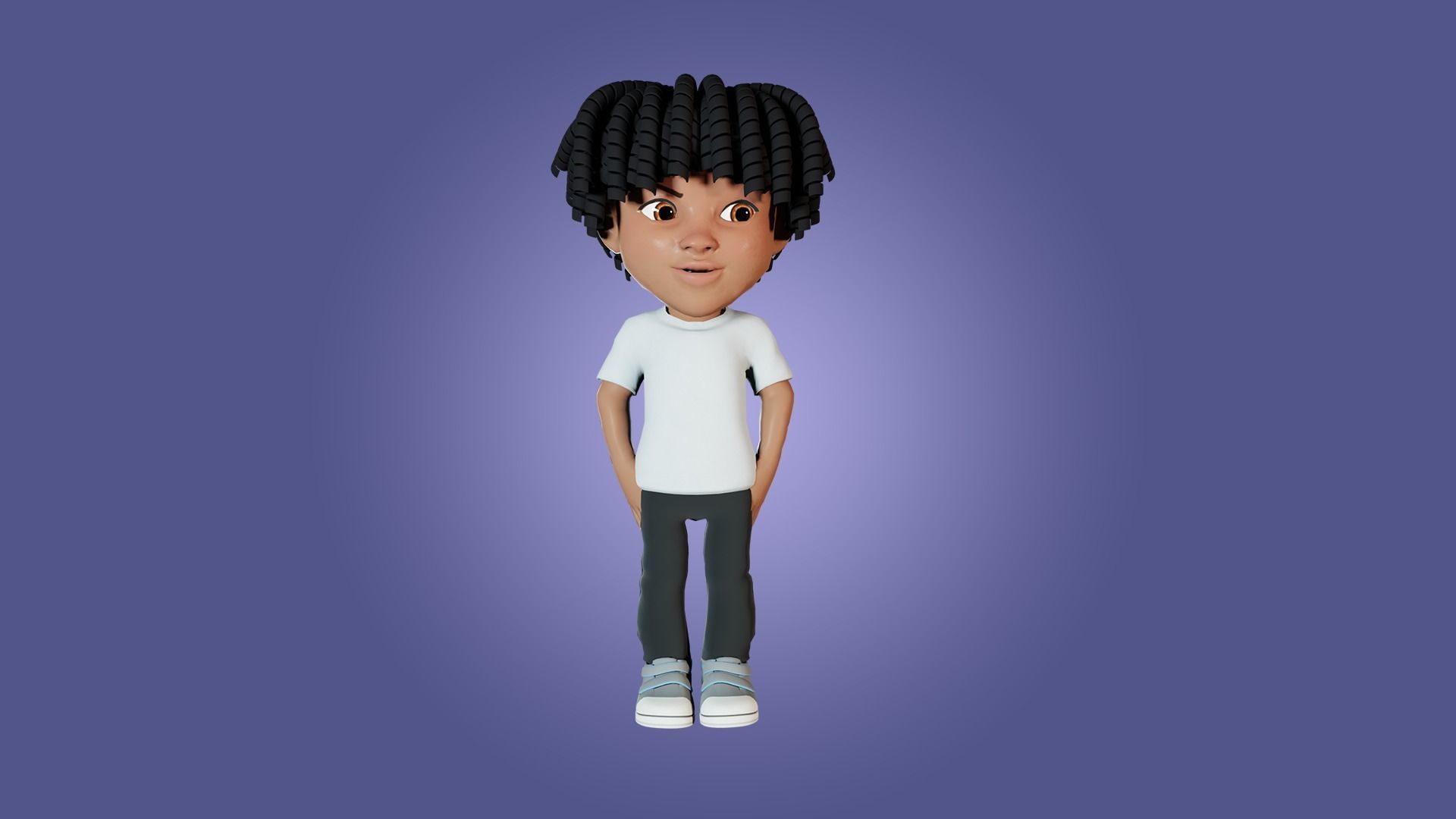 Little Black Boy  Low-poly 3D model_3