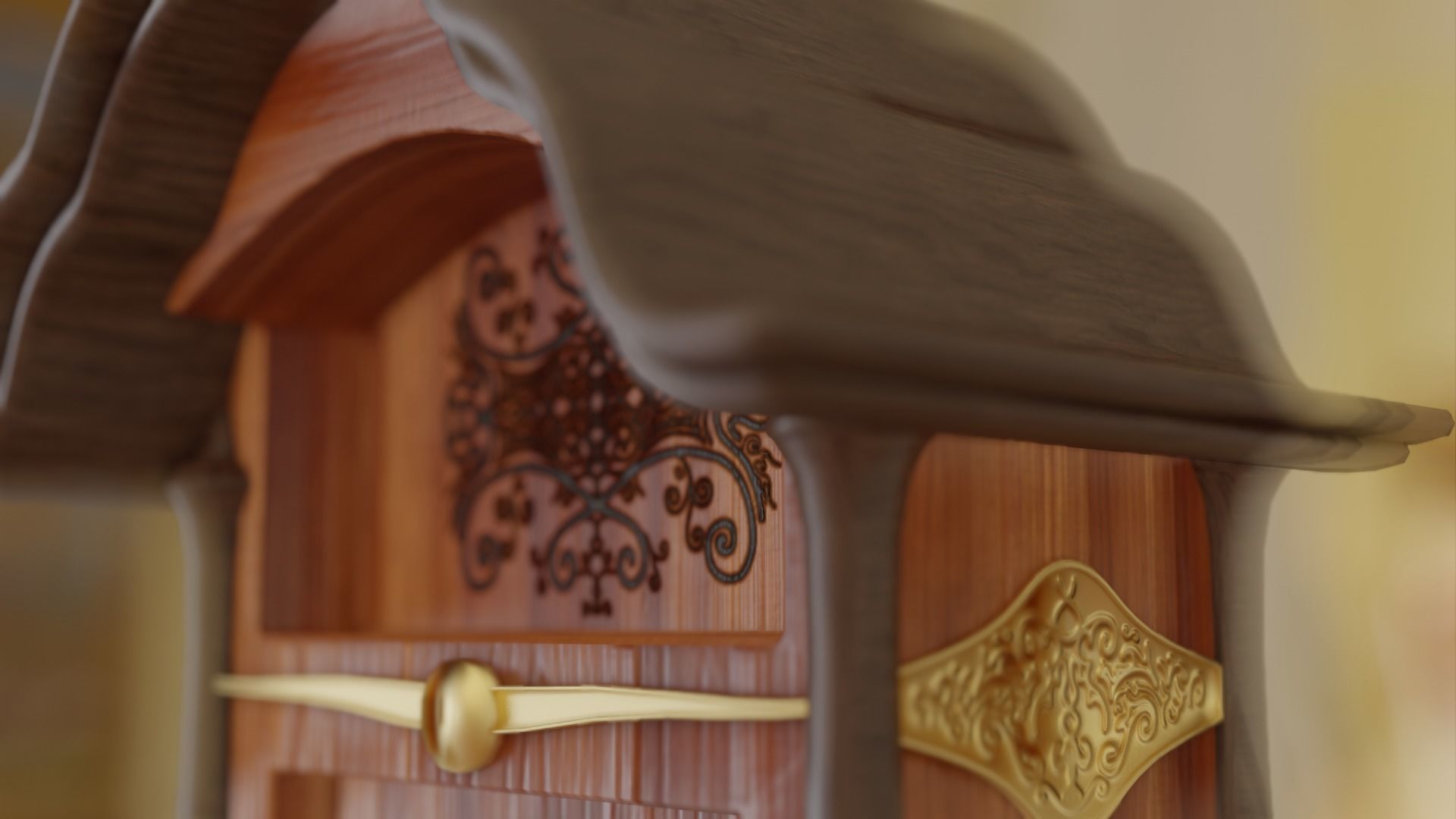 Retro Clock with hand-painted patterns 3D model_4