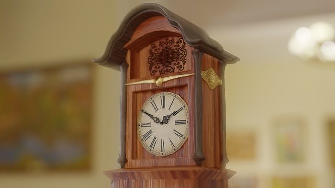 Retro Clock with hand-painted patterns 3D model
