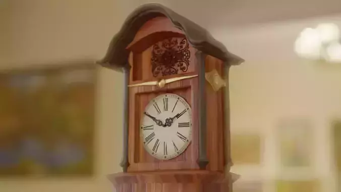Retro Clock with hand-painted patterns 3D model