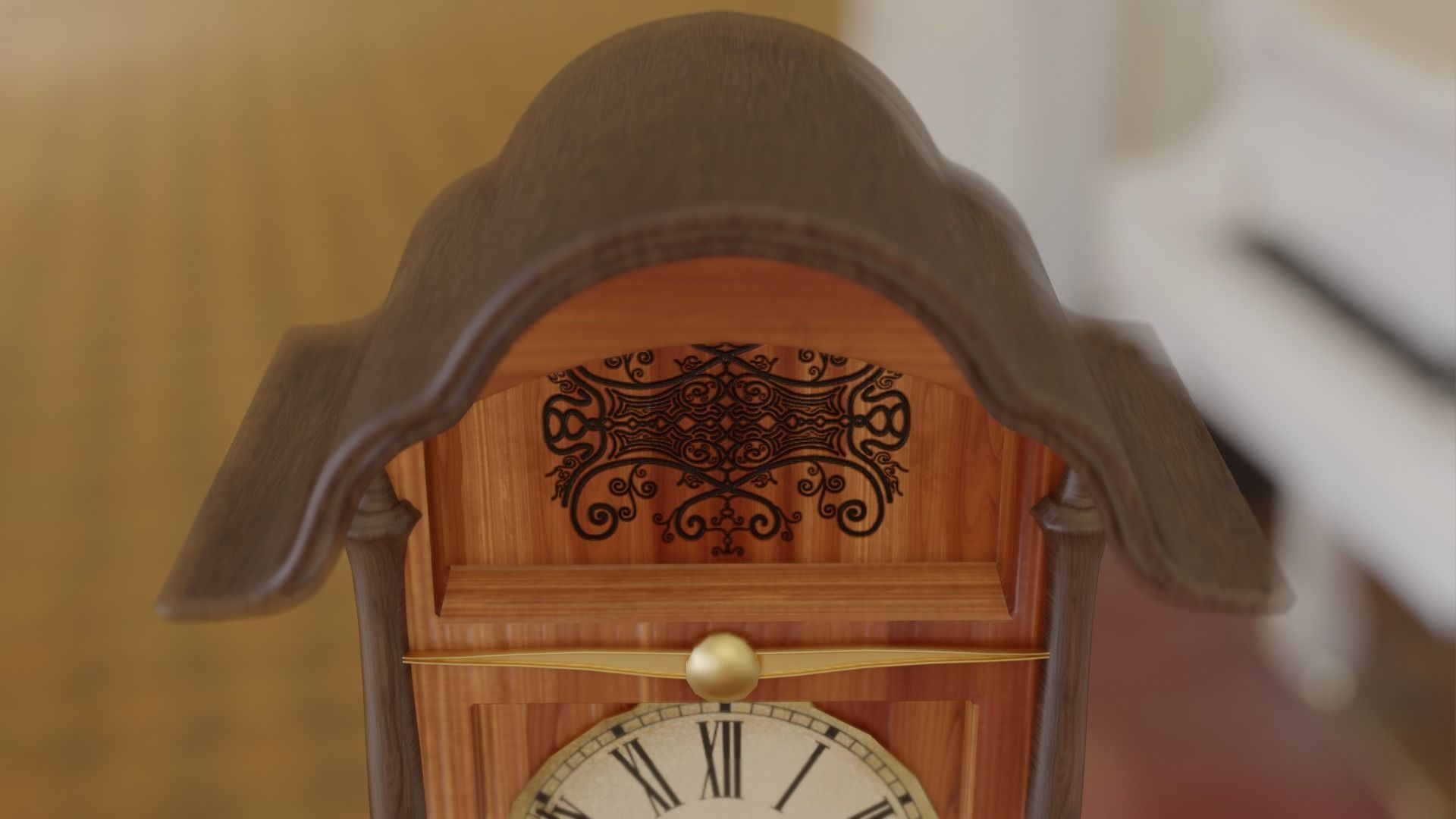 Retro Clock with hand-painted patterns 3D model_6