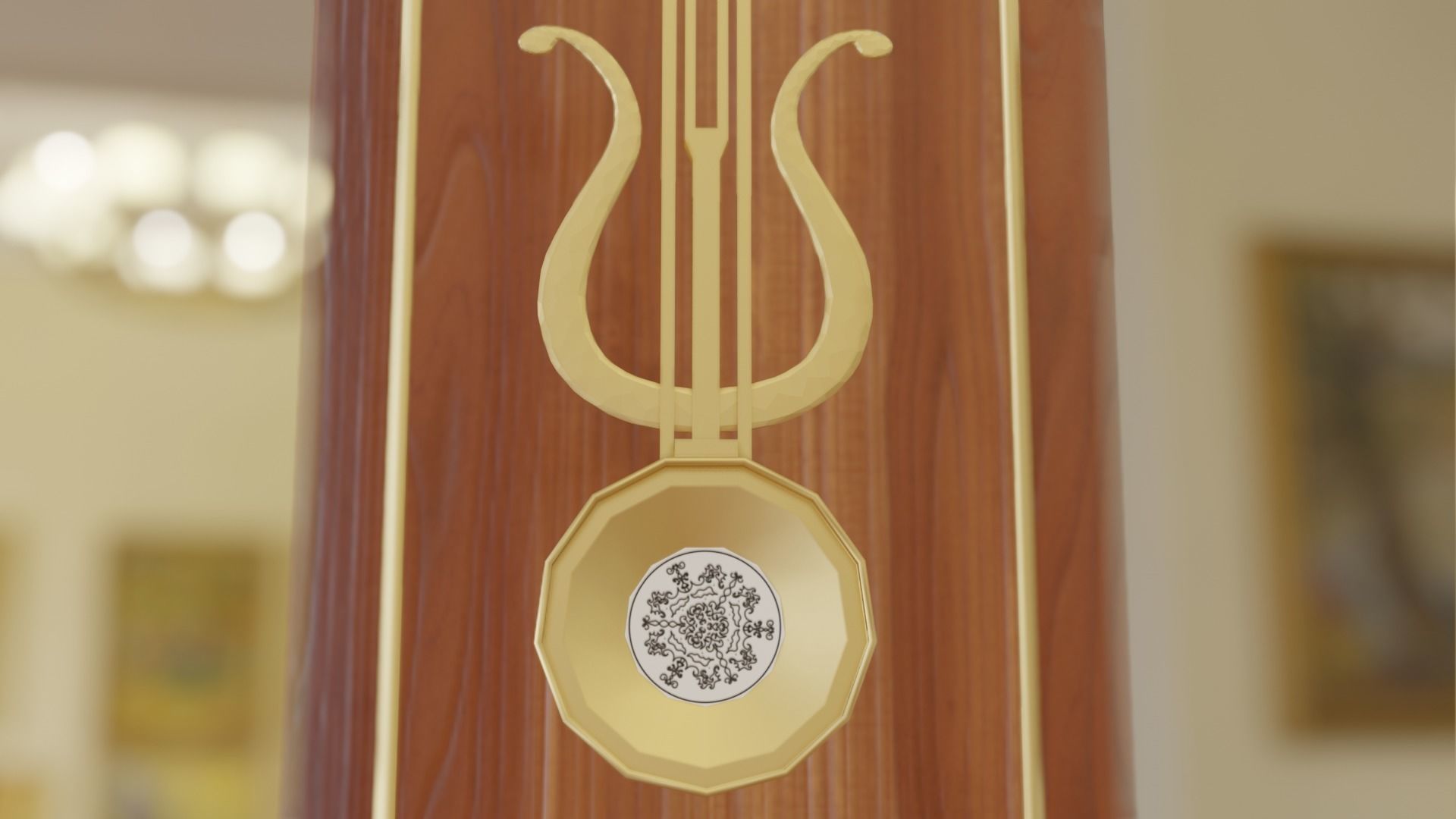 Retro Clock with hand-painted patterns 3D model_3