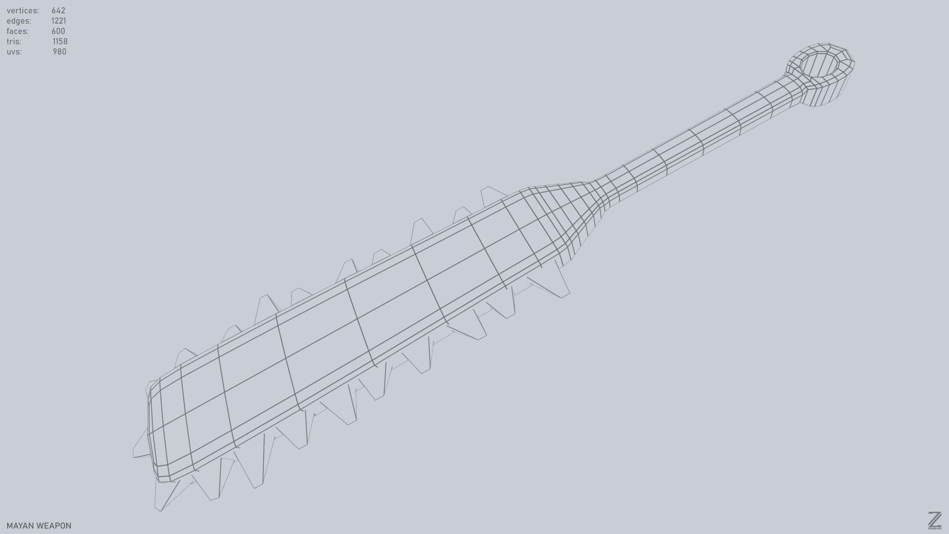 Mayan weapon Low-poly 3D model_13