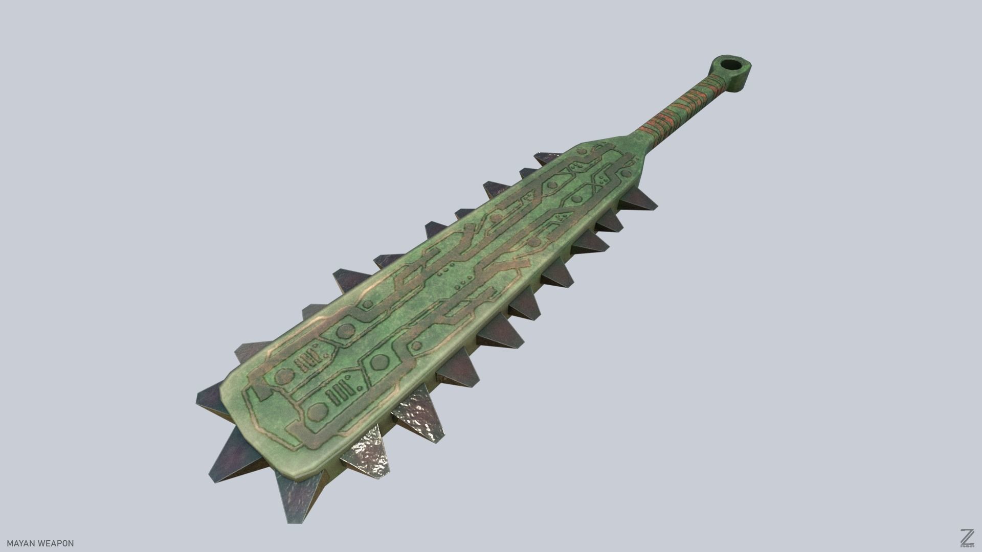 Mayan weapon Low-poly 3D model_5