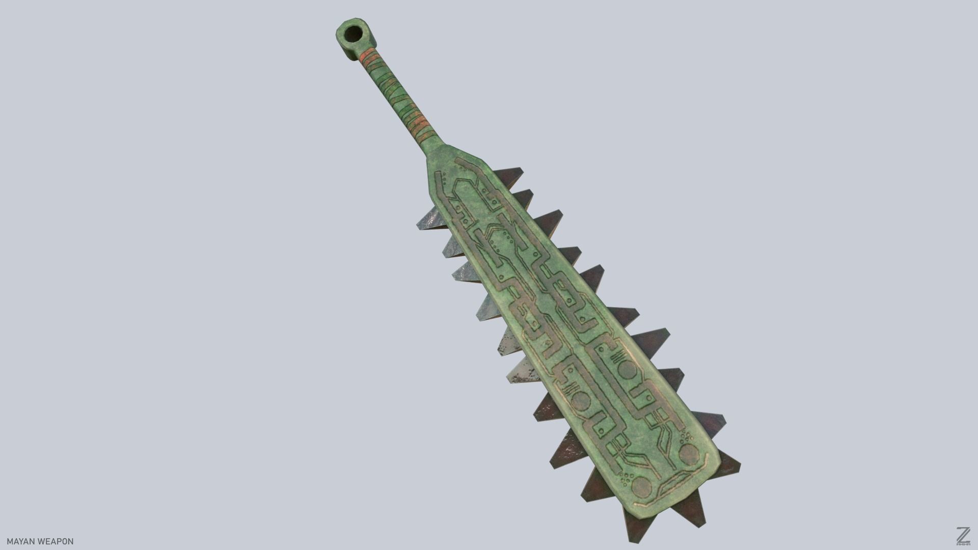 Mayan weapon Low-poly 3D model_3