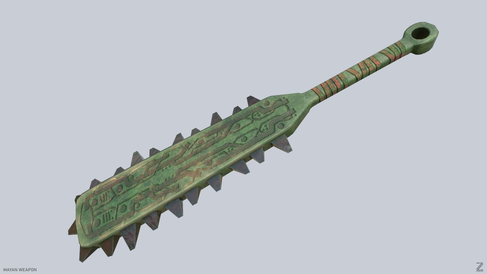 Mayan weapon Low-poly 3D model_8