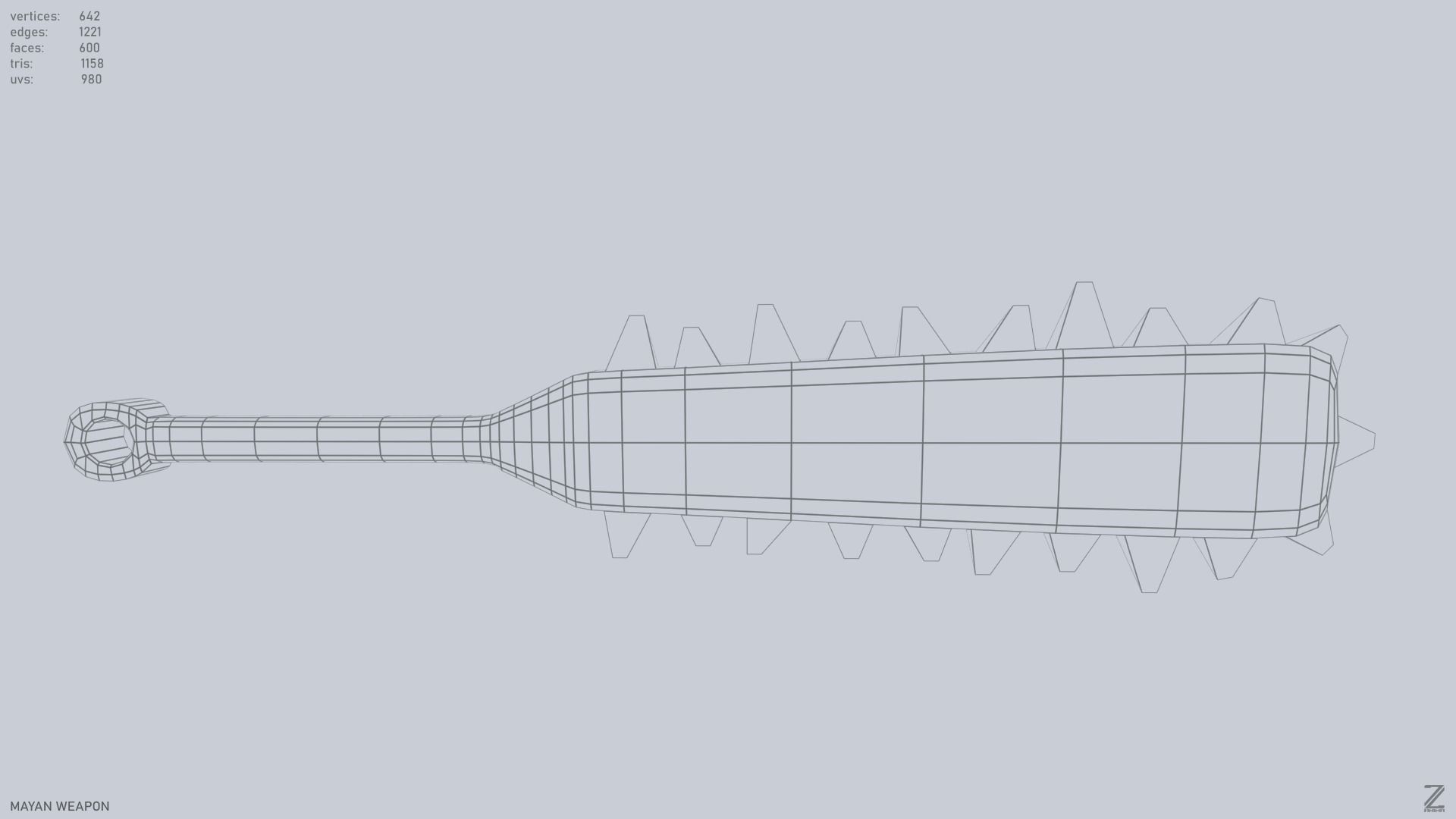 Mayan weapon Low-poly 3D model_2