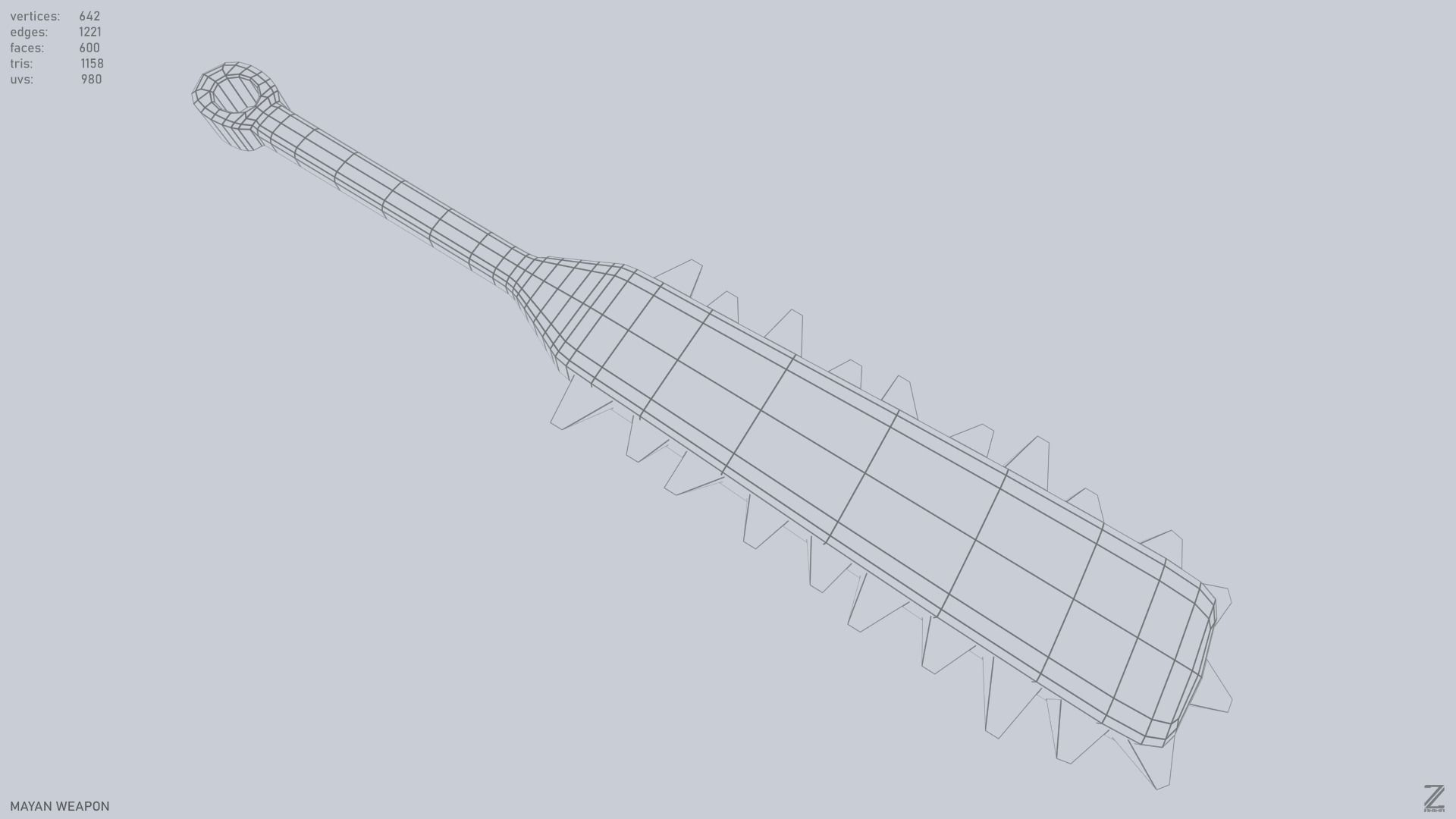 Mayan weapon Low-poly 3D model_9