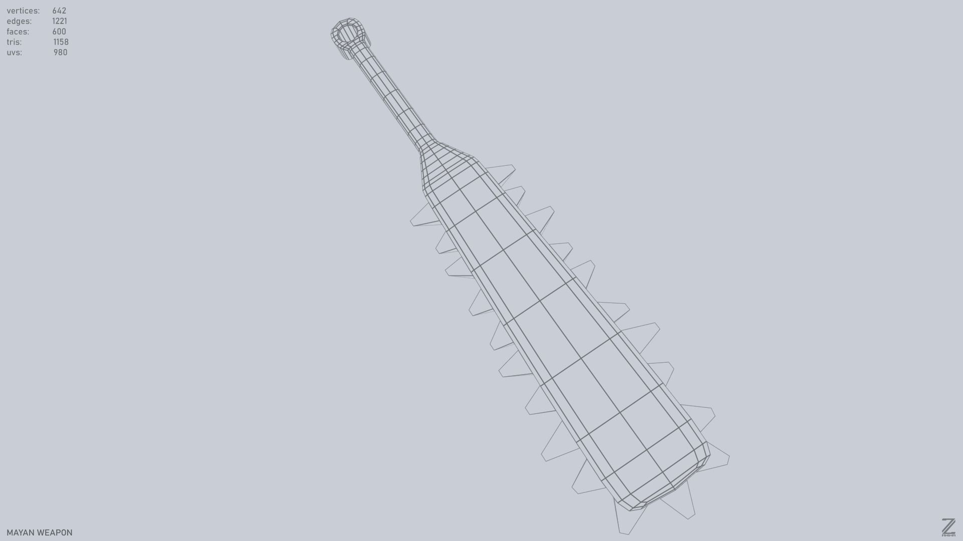 Mayan weapon Low-poly 3D model_14