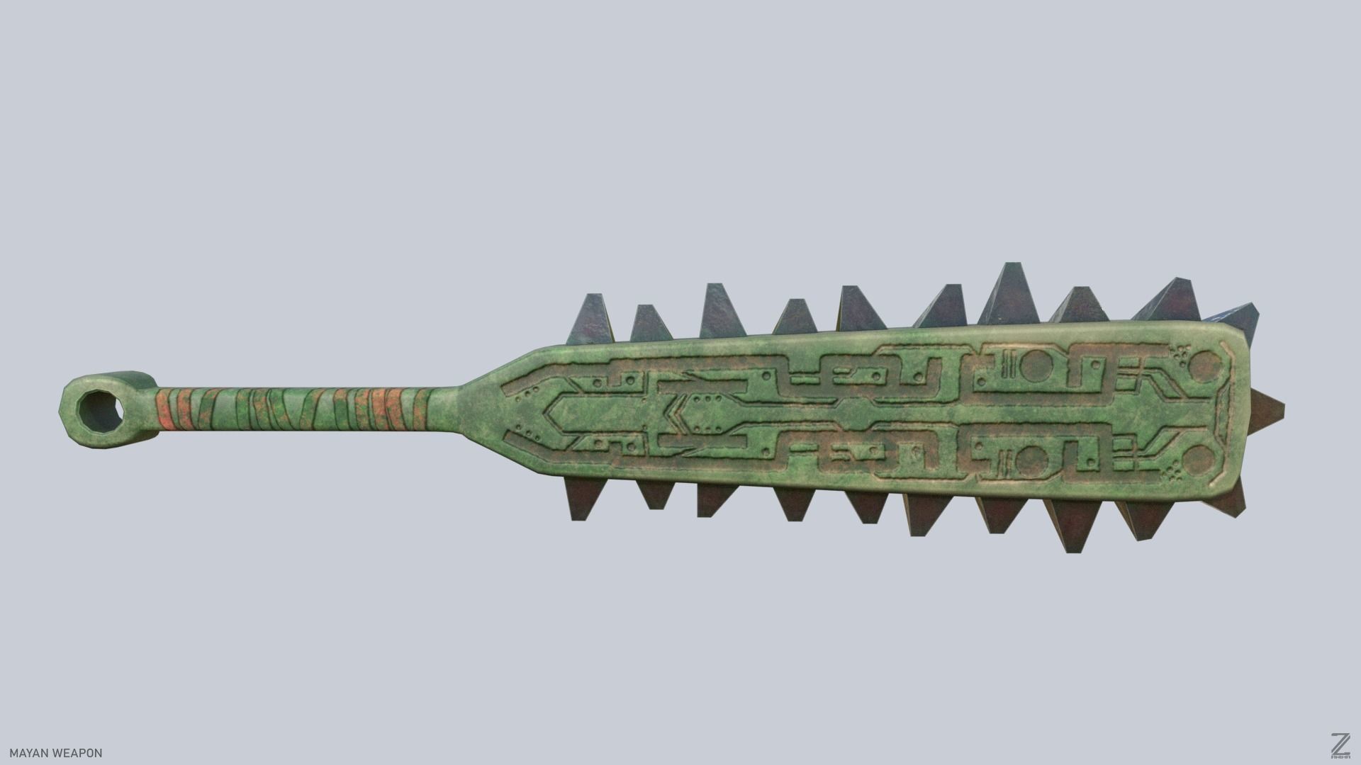 Mayan weapon Low-poly 3D model_4