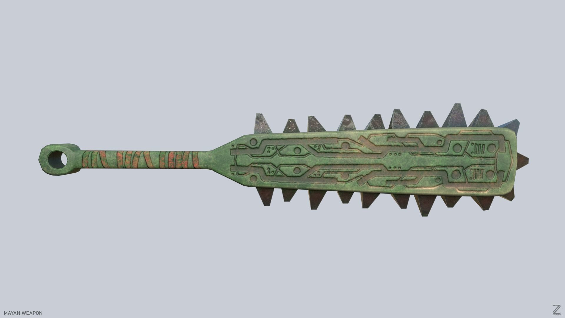 Mayan weapon Low-poly 3D model_6
