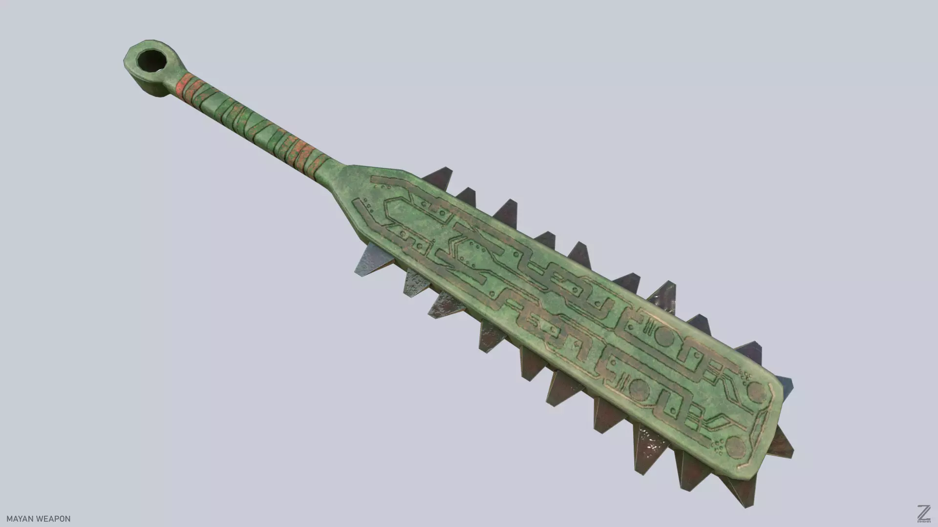 Mayan weapon Low-poly 3D model_0