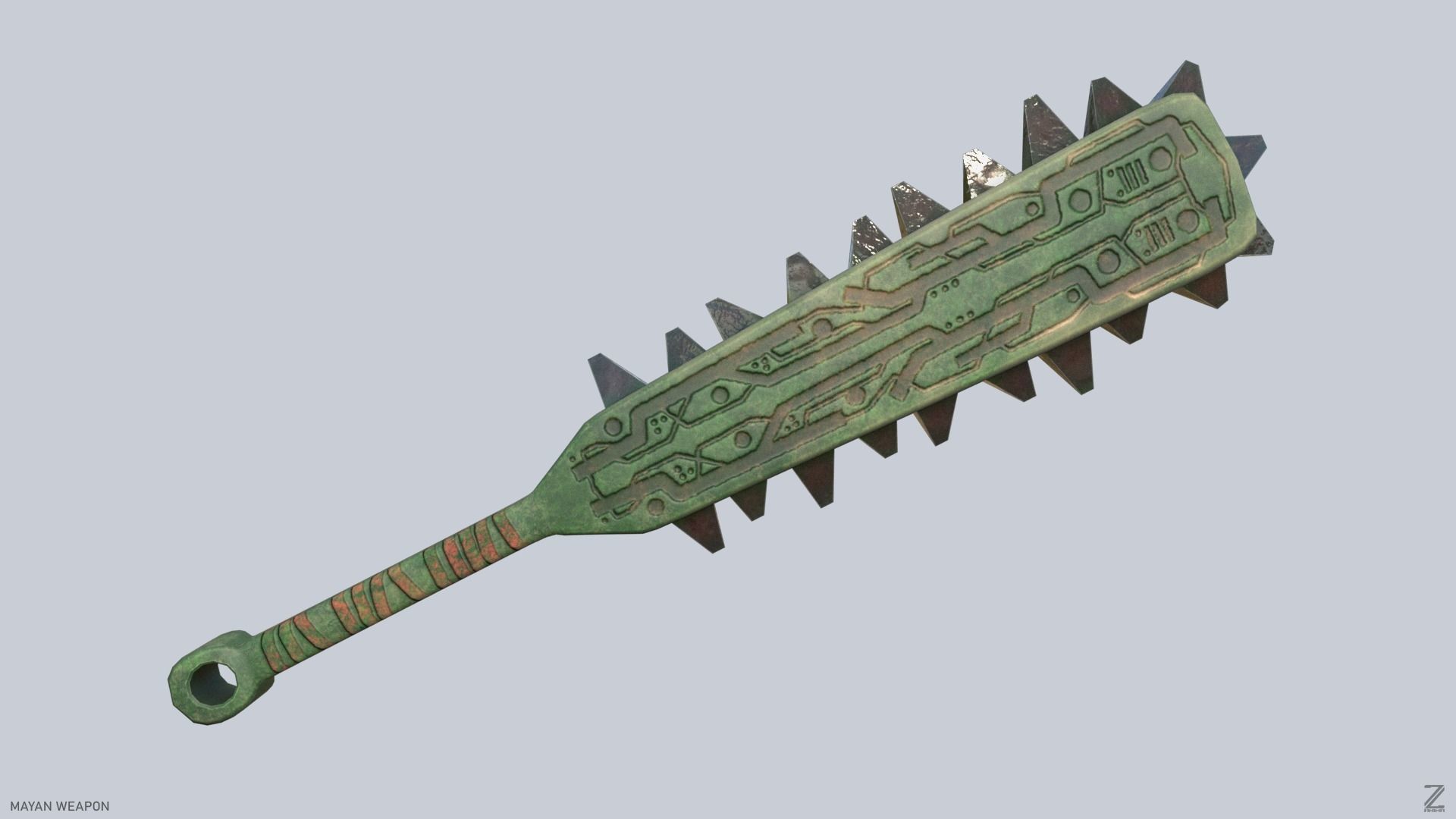 Mayan weapon Low-poly 3D model_7