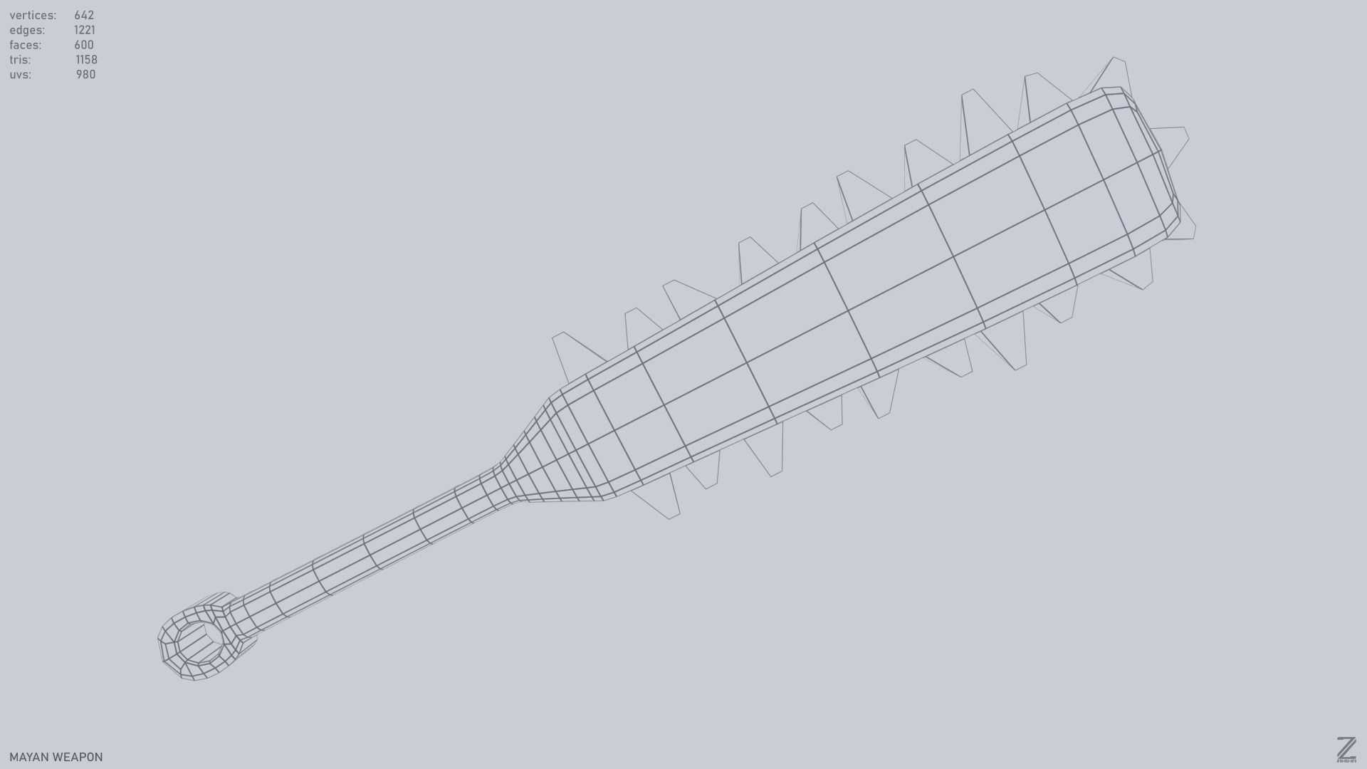 Mayan weapon Low-poly 3D model_12