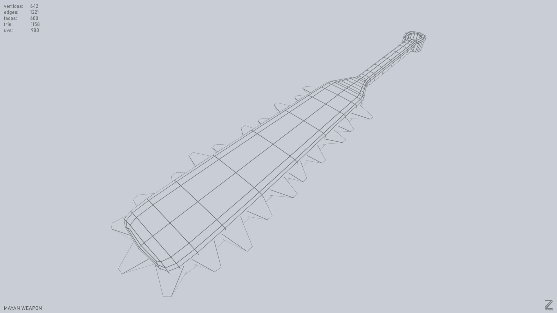 Mayan weapon Low-poly 3D model_10