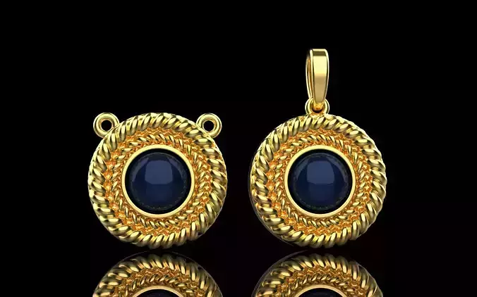 Round cabochon pendant model 342 3D print model