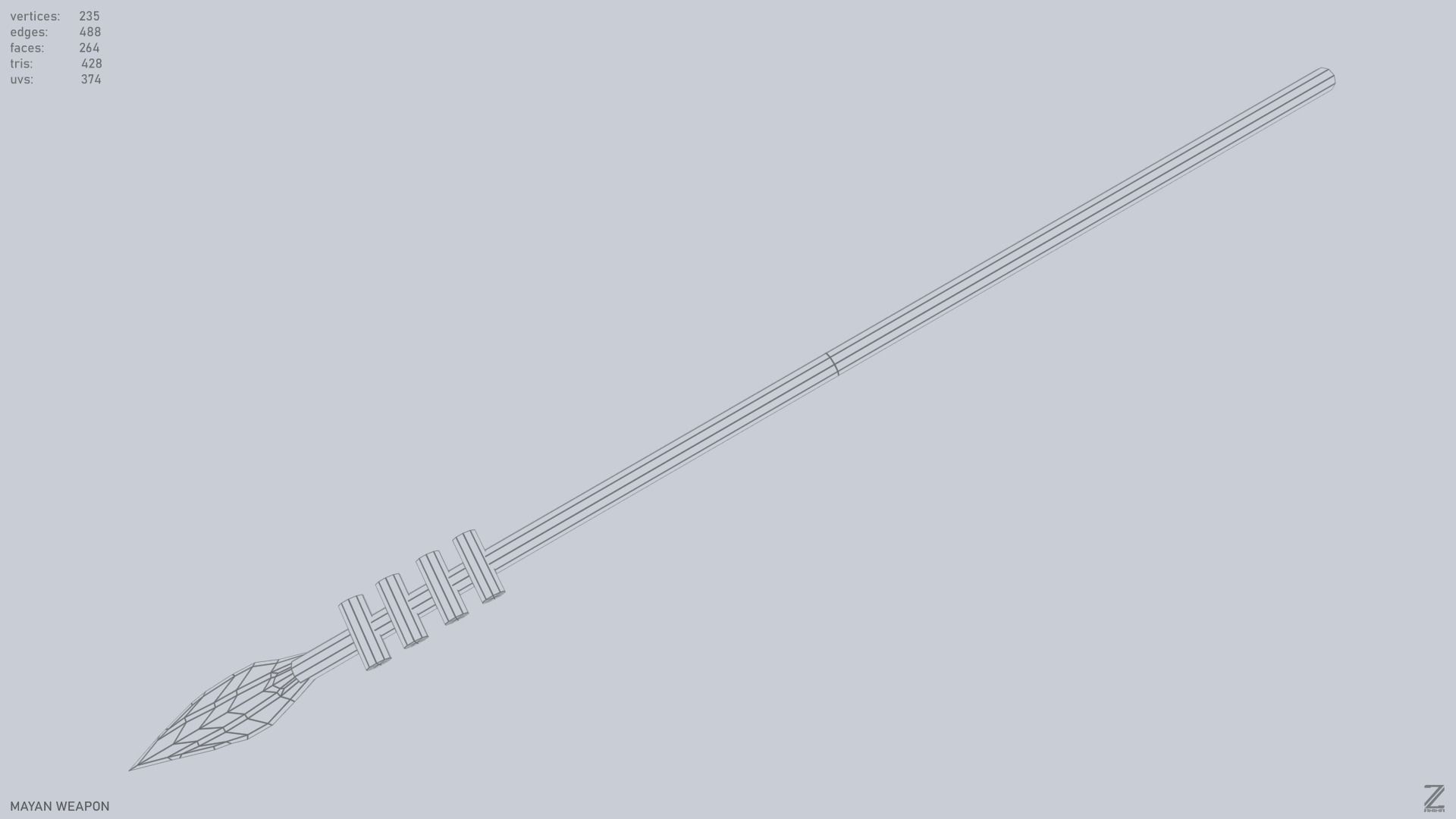 Mayan weapon Low-poly 3D model_14