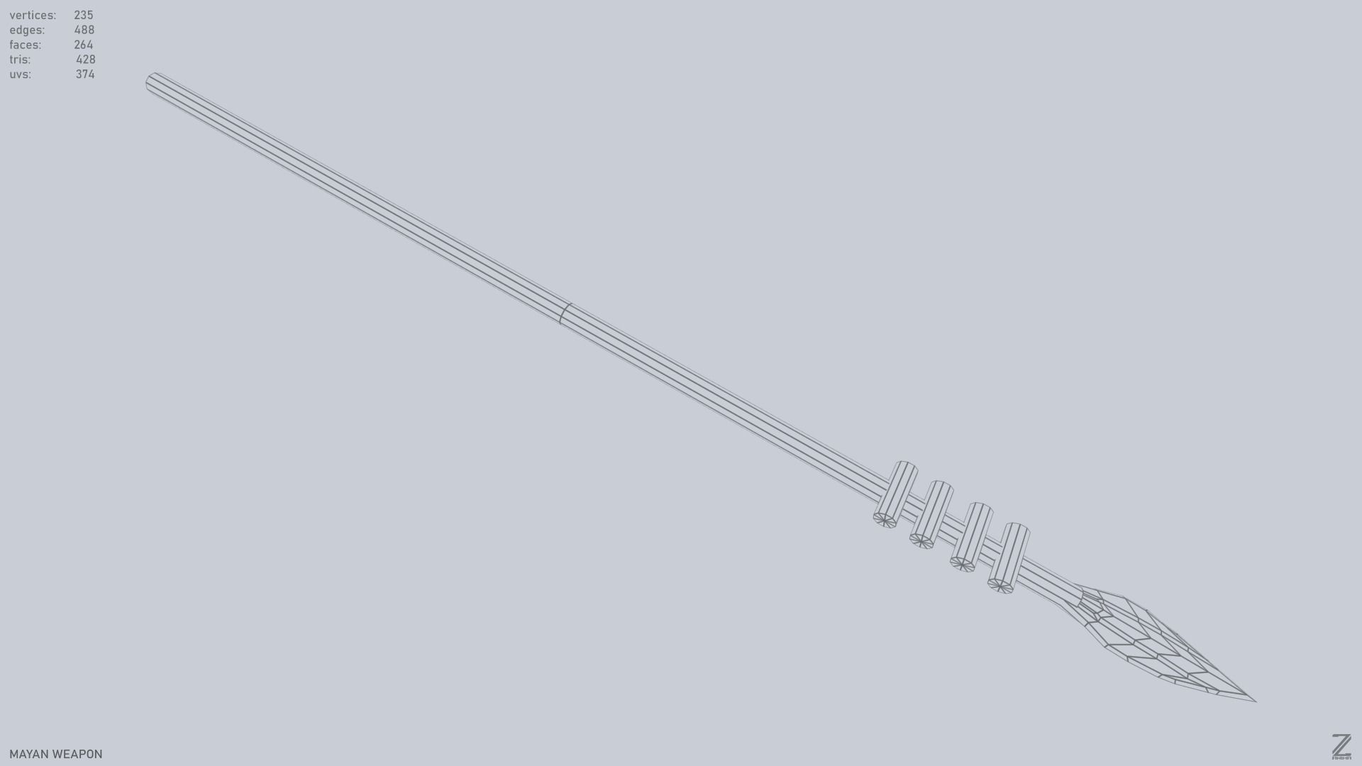 Mayan weapon Low-poly 3D model_10