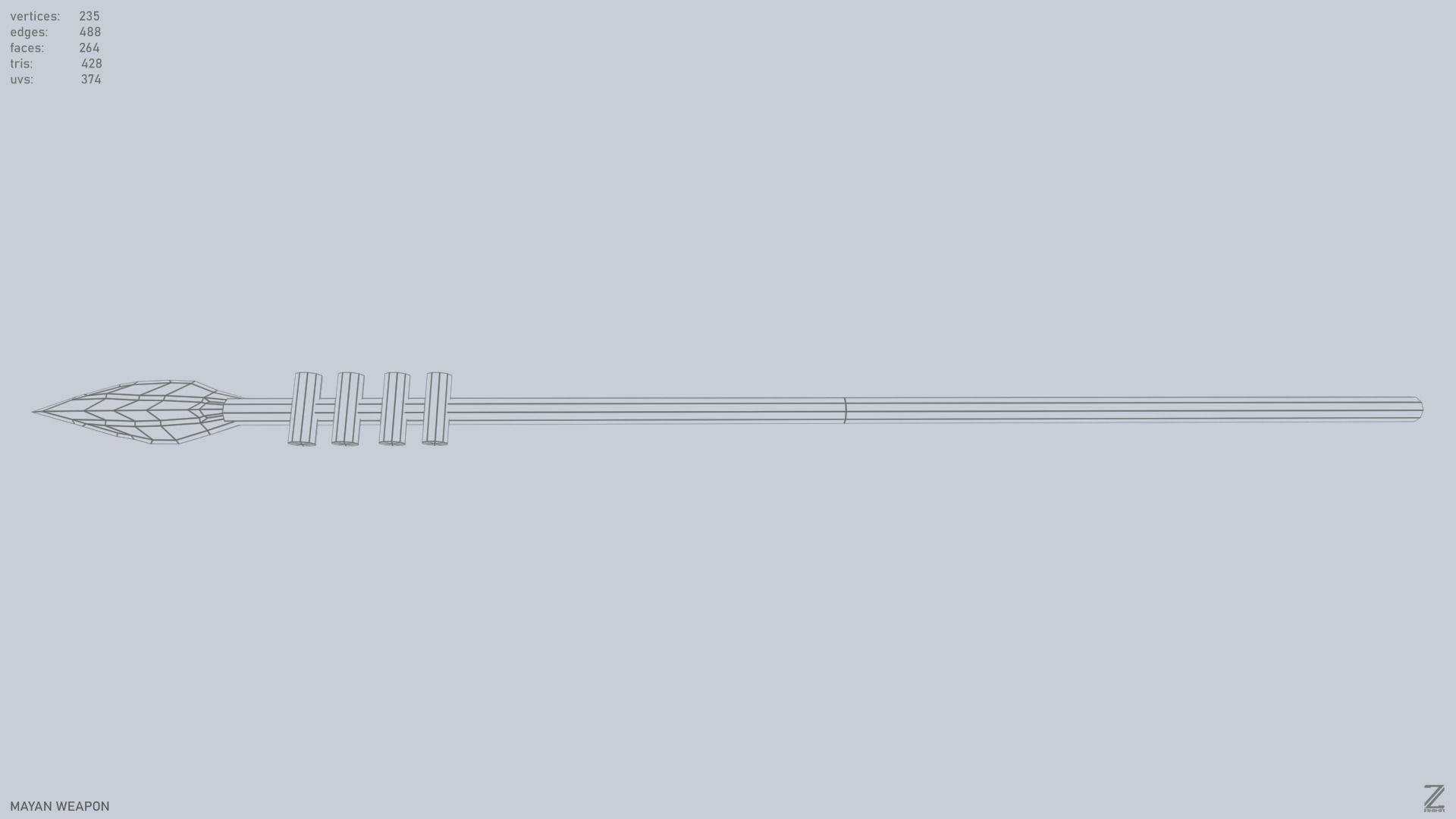 Mayan weapon Low-poly 3D model_13